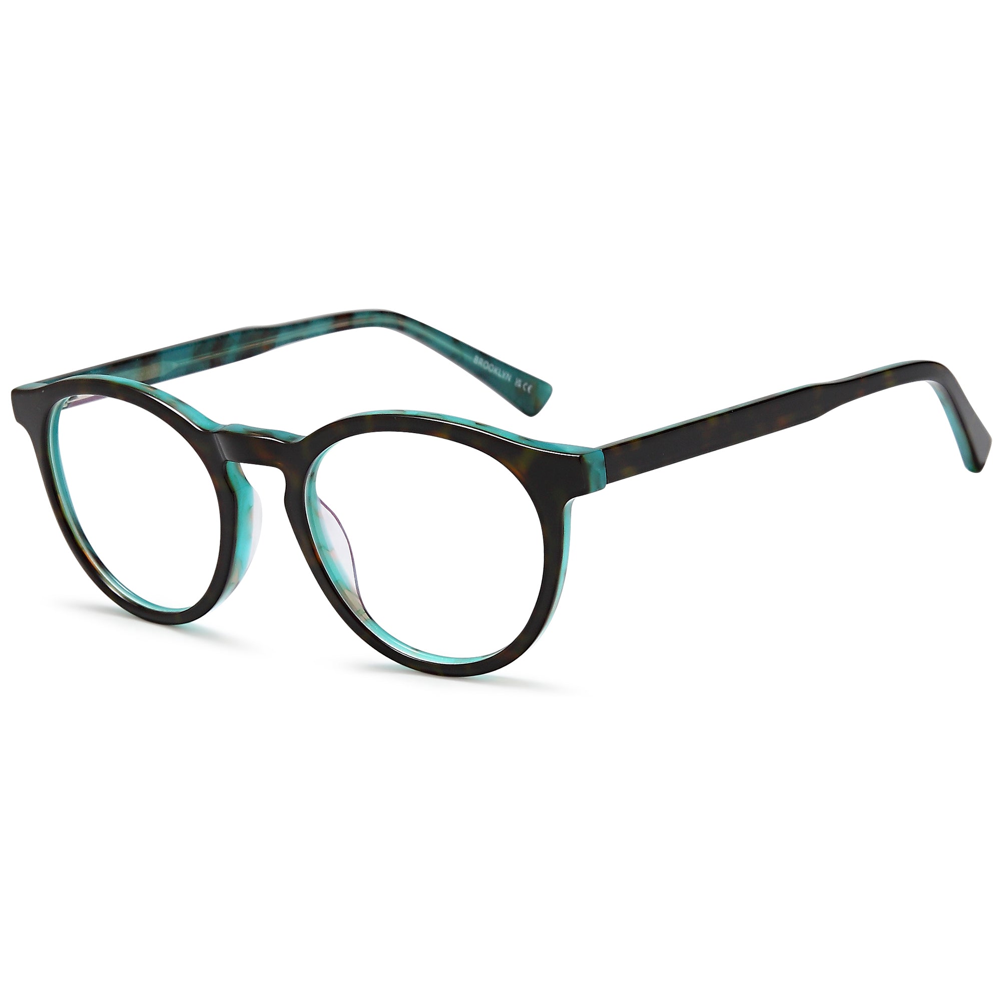 Brooklyn D236 Tort/Green Round Plastic Glasses – Unisex Full Rim Eyewear