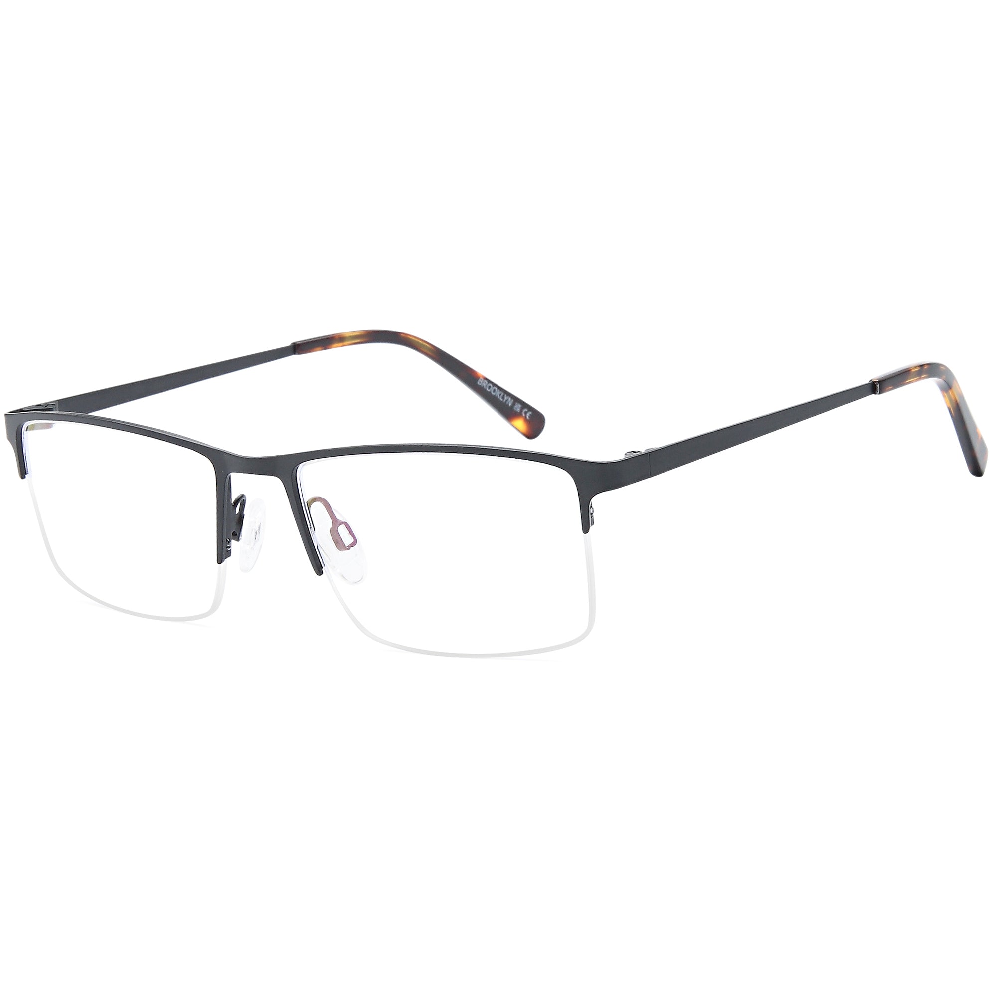 Brooklyn D240 Black Square Metal Glasses – Men Full Rim Eyewear
