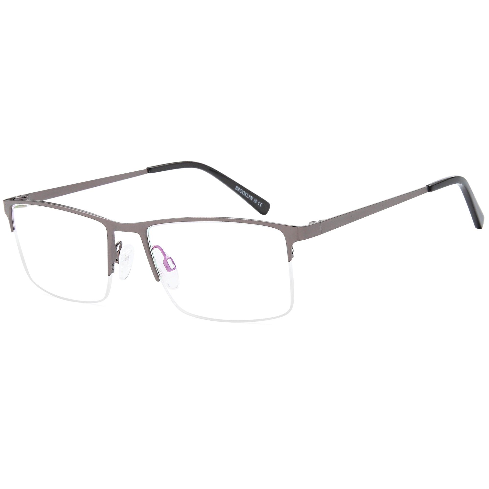 Brooklyn D240 Gun Square Metal Glasses – Men Full Rim Eyewear