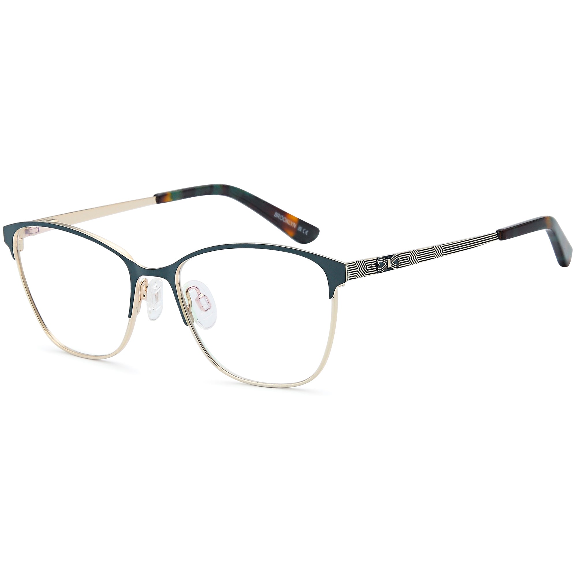 Brooklyn D247 Green Square Metal Glasses – Women Full Rim Eyewear