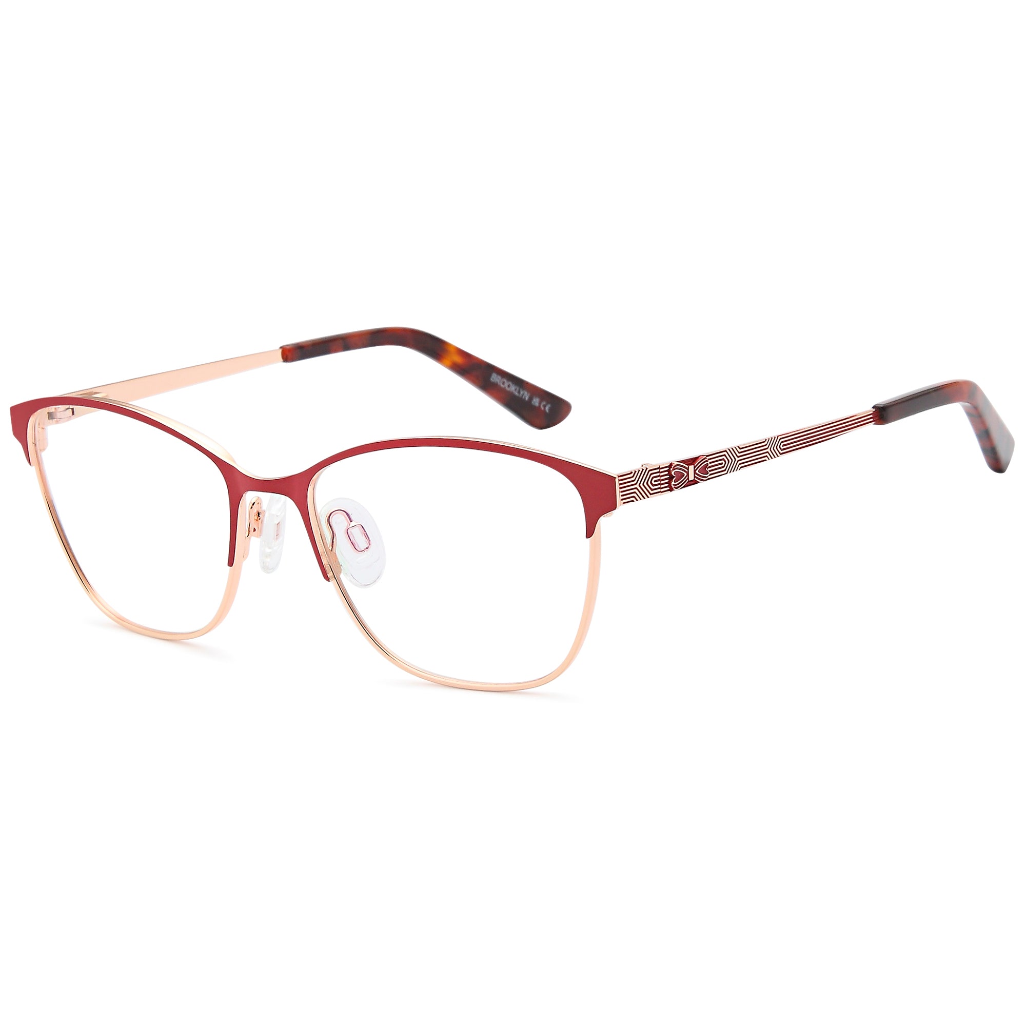 Brooklyn D247 Pink Square Metal Glasses – Women Full Rim Eyewear
