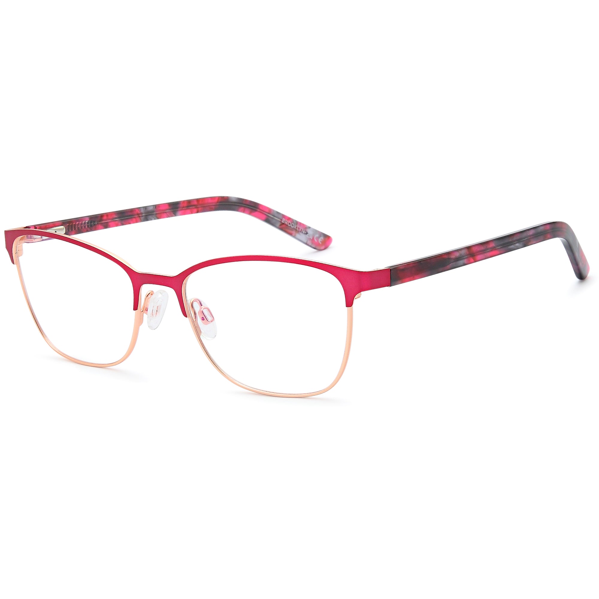 Brooklyn D248 Pink Square Metal Glasses – Women Full Rim Eyewear