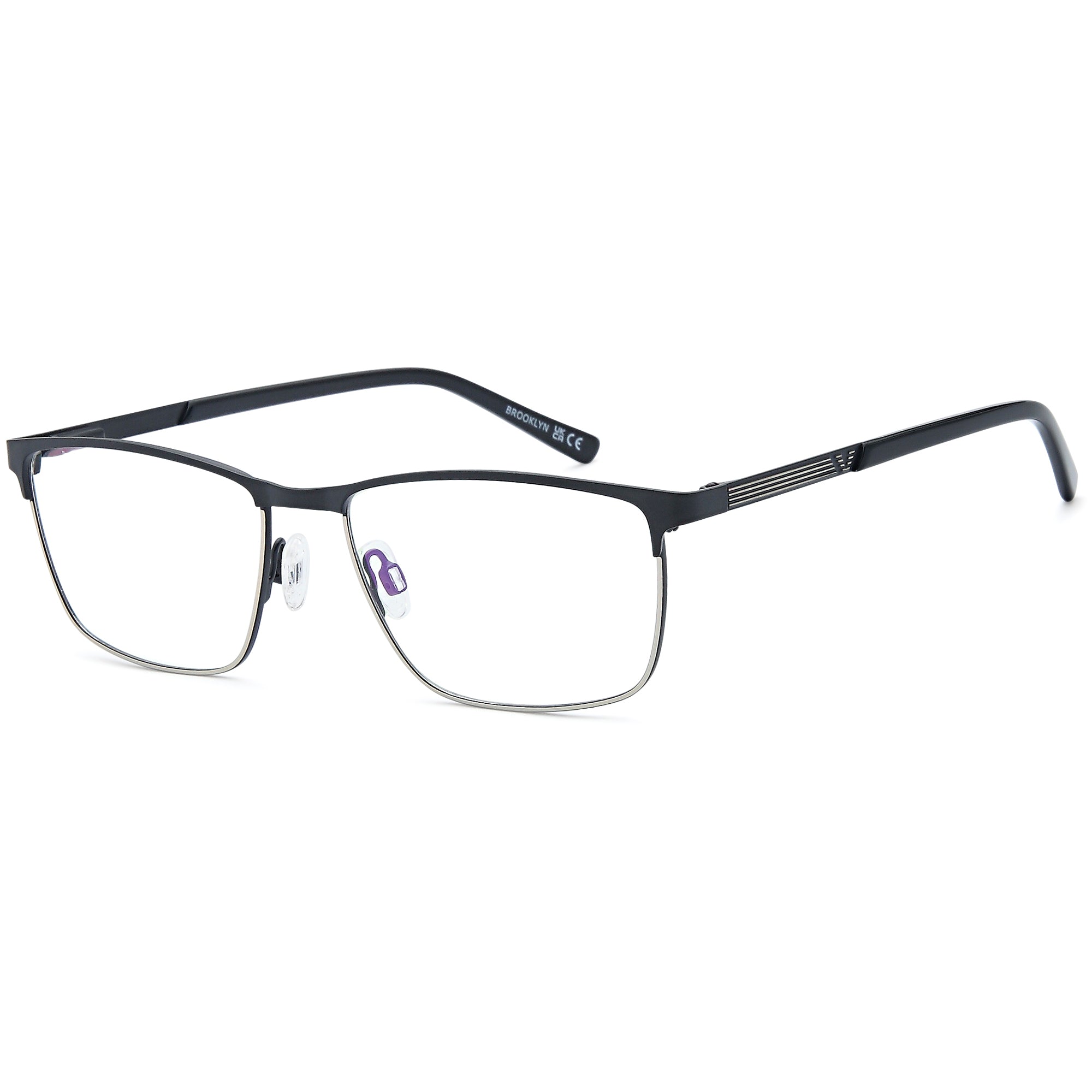 Brooklyn D249 Black Square Metal Glasses – Men Full Rim Eyewear