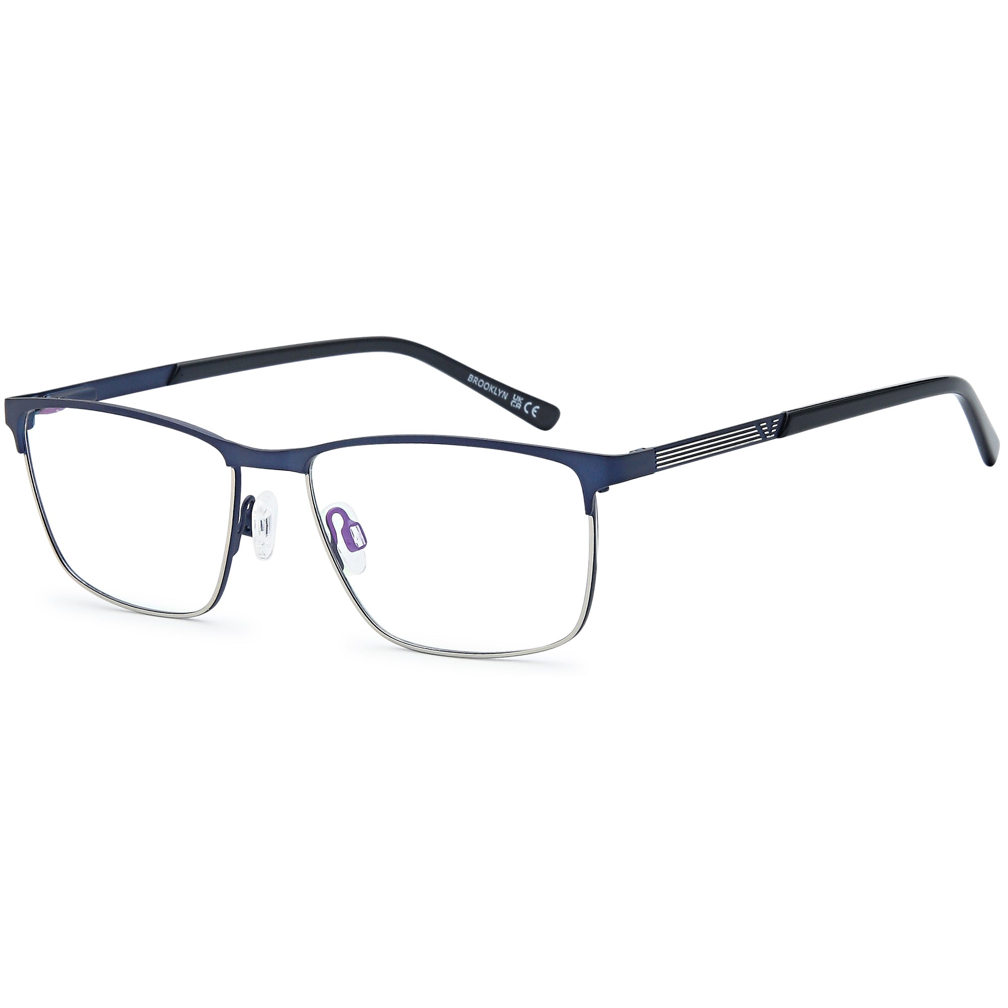 Brooklyn D249 Blue Square Metal Glasses – Men Full Rim Eyewear