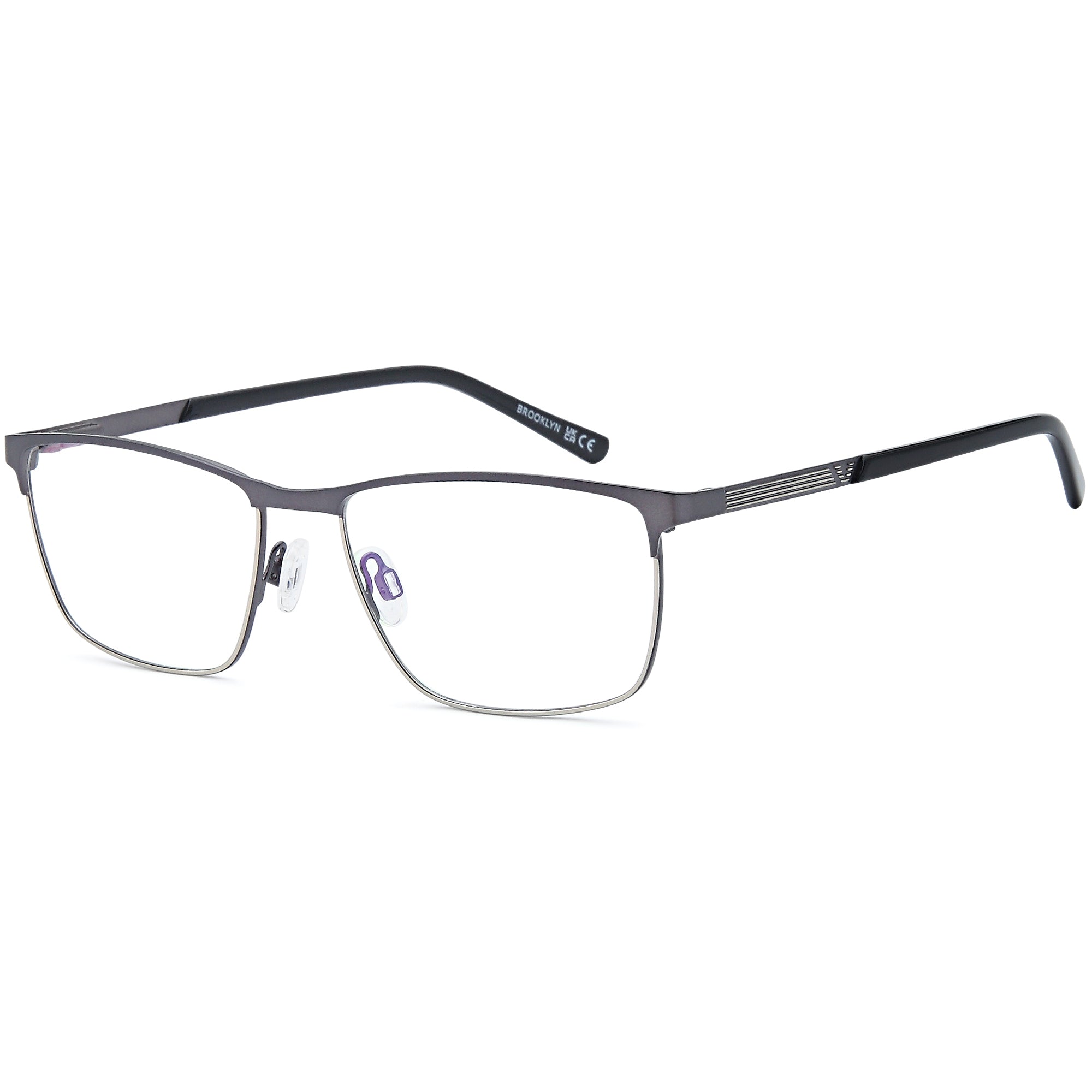 Brooklyn D249 Gun Square Metal Glasses – Men Full Rim Eyewear