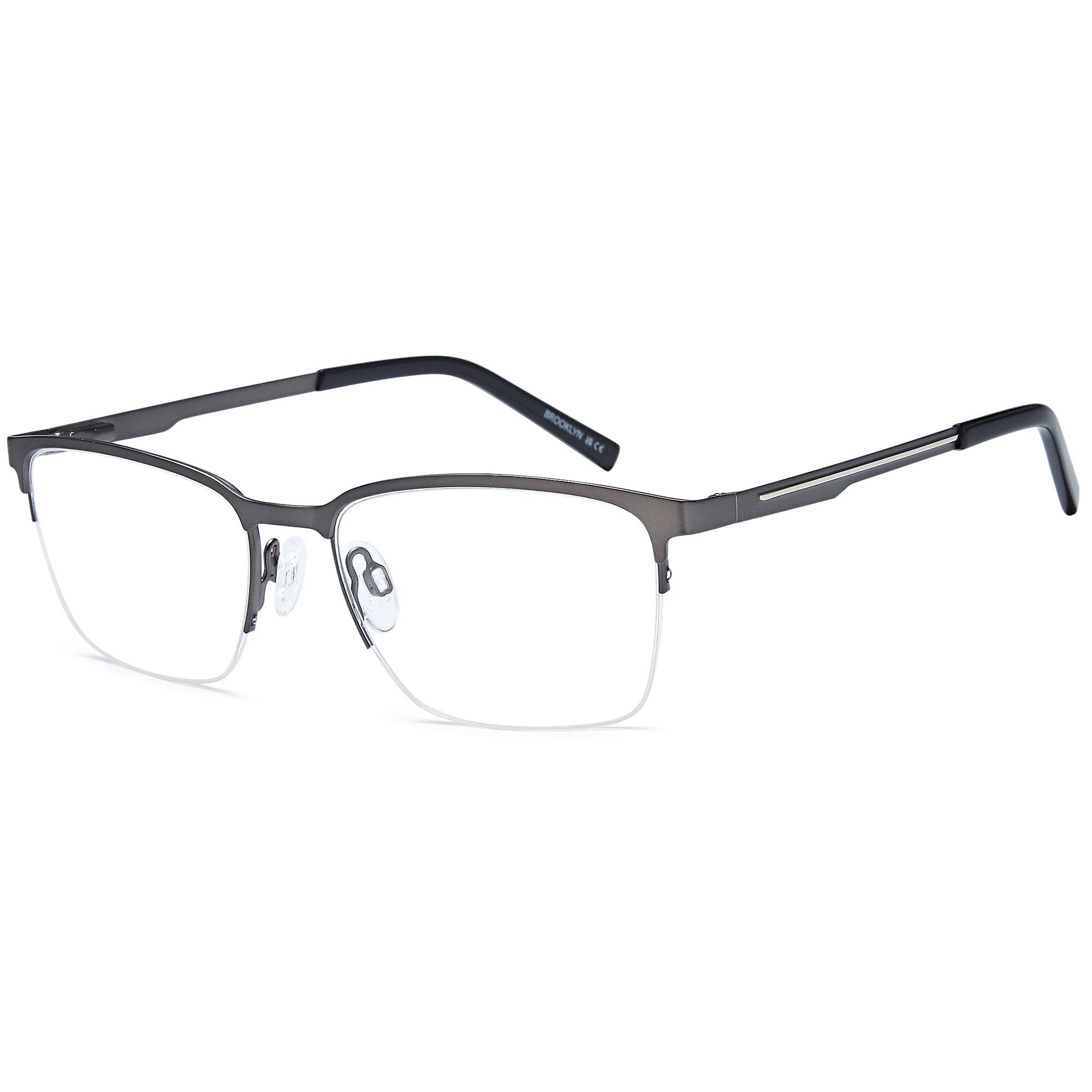 Brooklyn D252 Gun Square Metal Glasses – Men Full Rim Eyewear