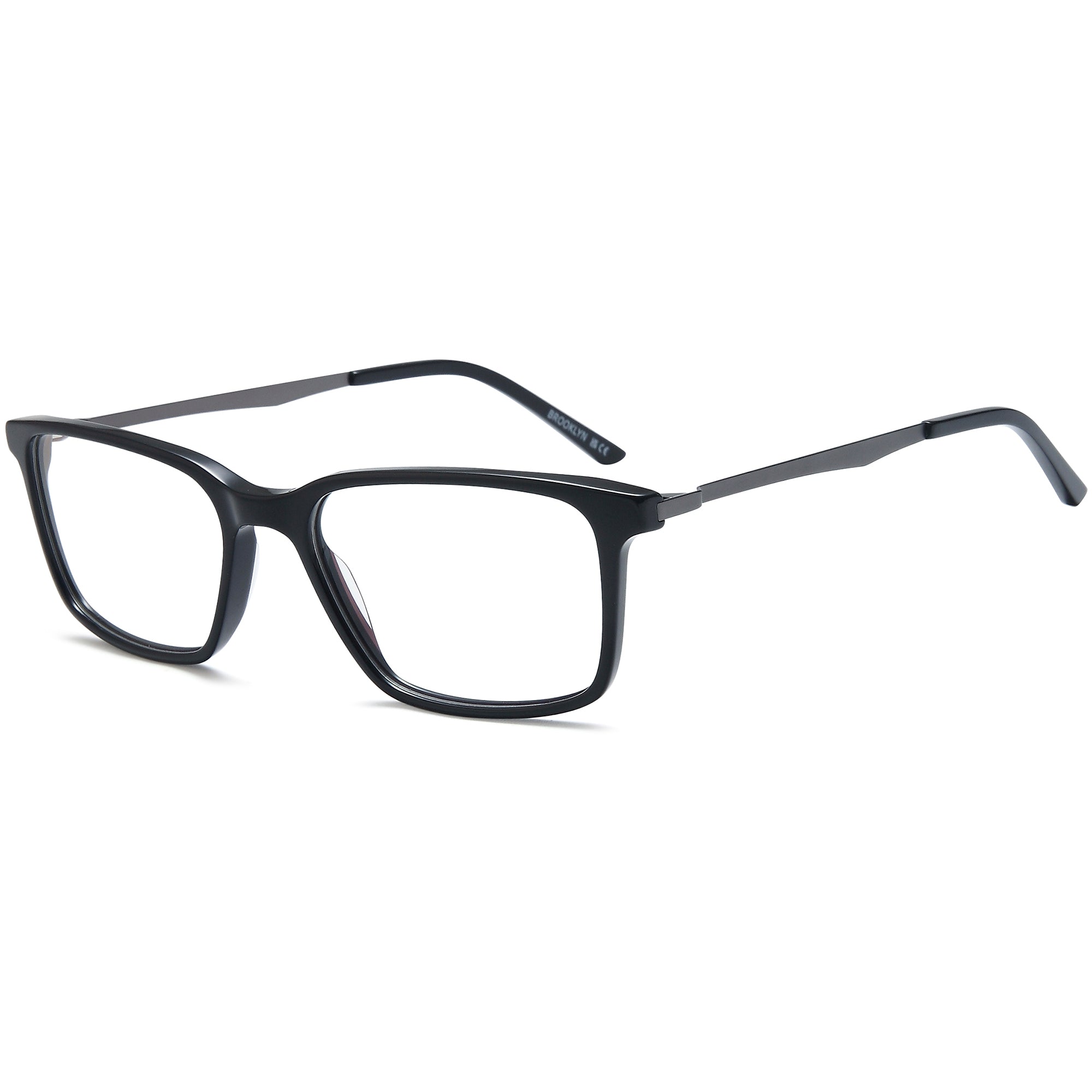 Brooklyn D256 Black Square Frame Glasses – Men Full Rim Eyewear