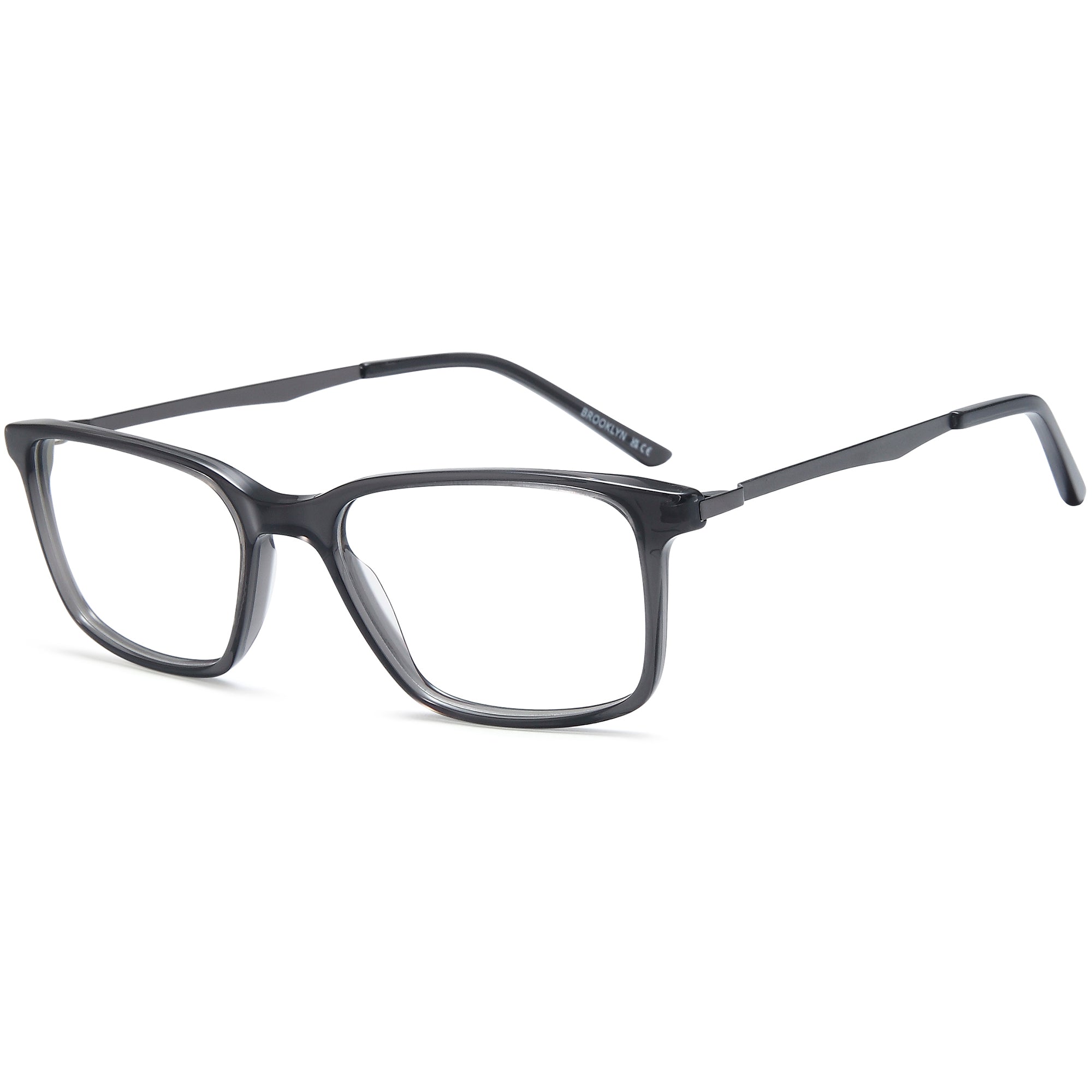 Brooklyn D256 Grey Square Frame Glasses – Men Full Rim Eyewear