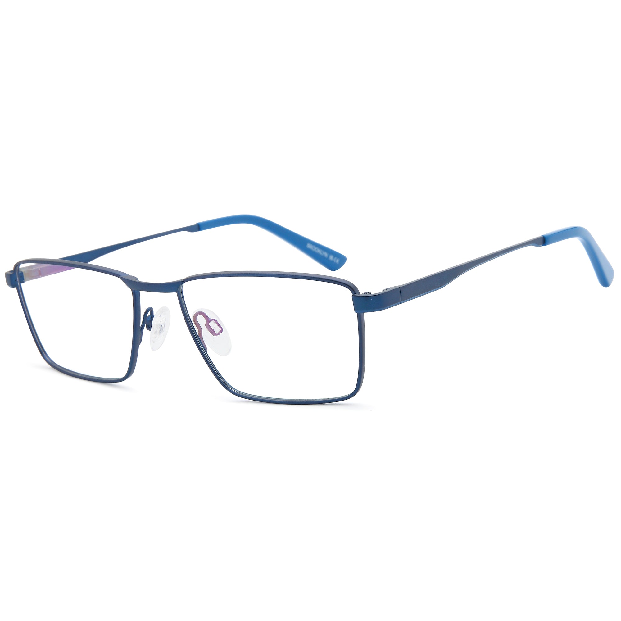 Brooklyn D257 Blue Square Metal Glasses – Men Full Rim Eyewear