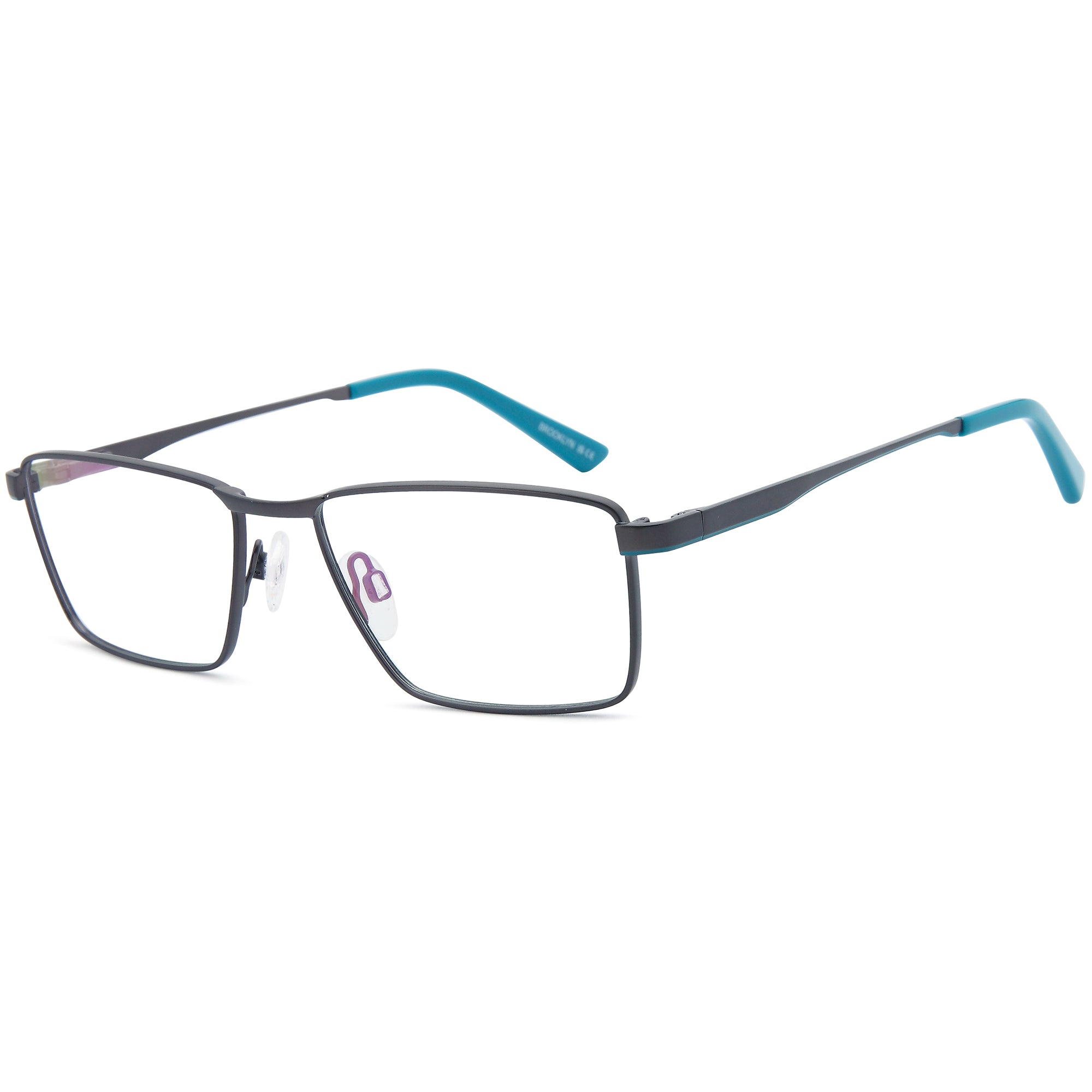 Brooklyn D257 Gun Square Metal Glasses – Men Full Rim Eyewear
