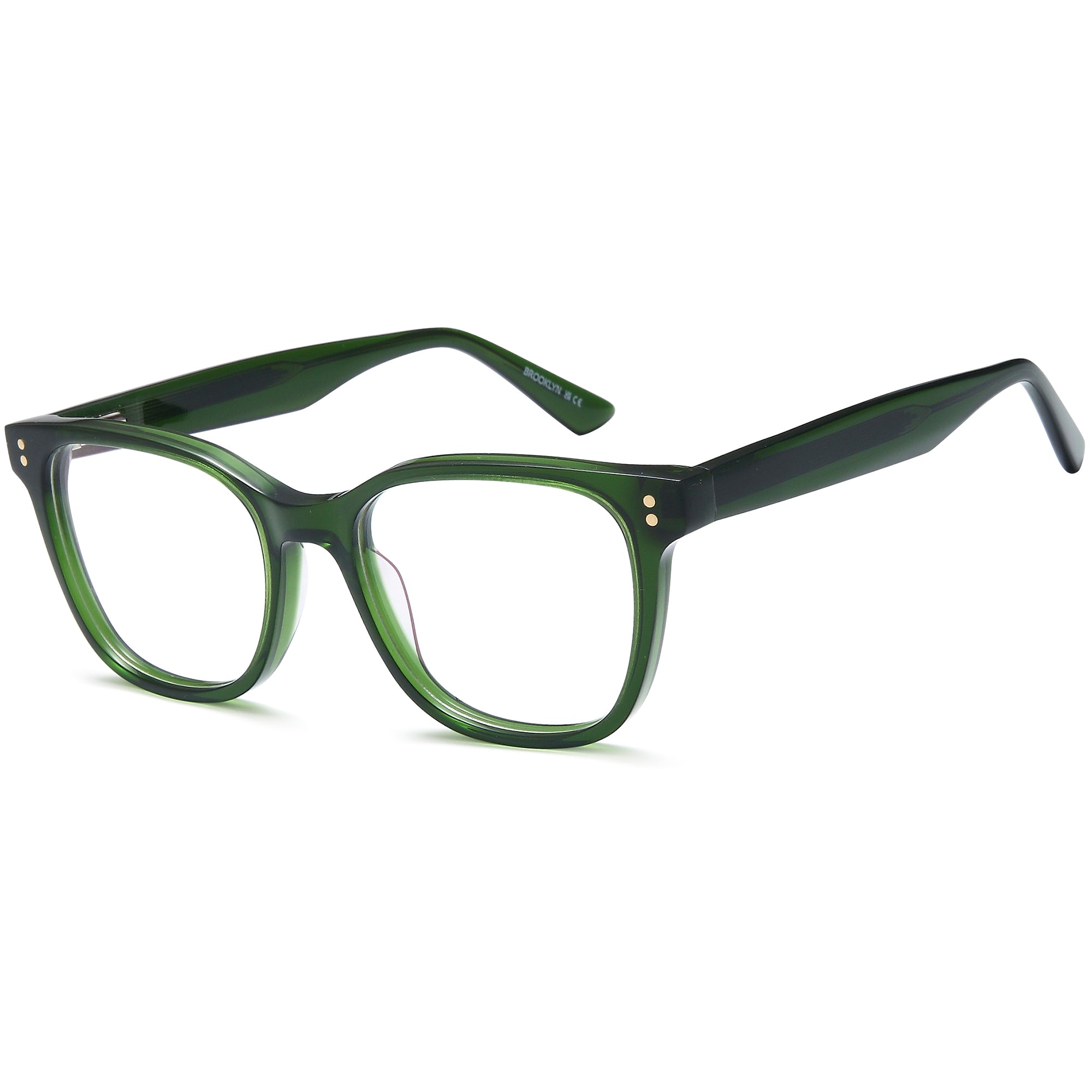 Brooklyn D264 Green Square Plastic Glasses – Unisex Full Rim Eyewear