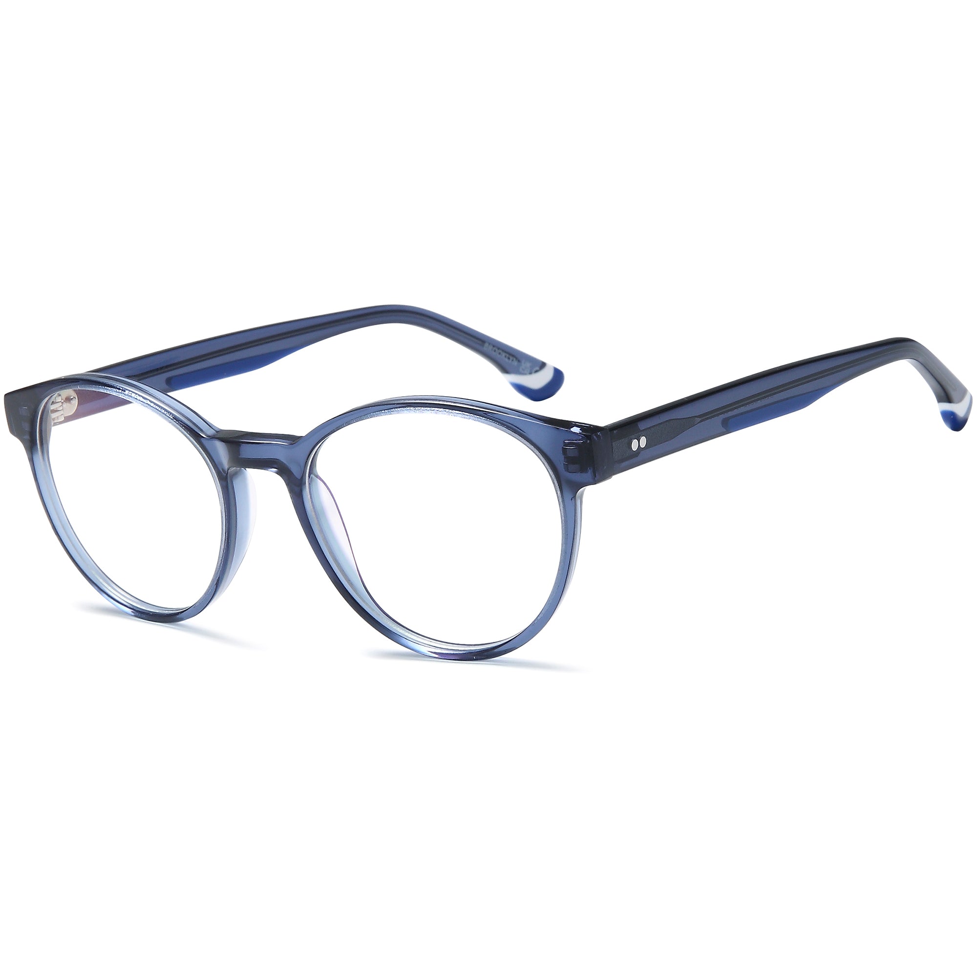 Brooklyn D265 Blue Round Plastic Glasses – Unisex Full Rim Eyewear