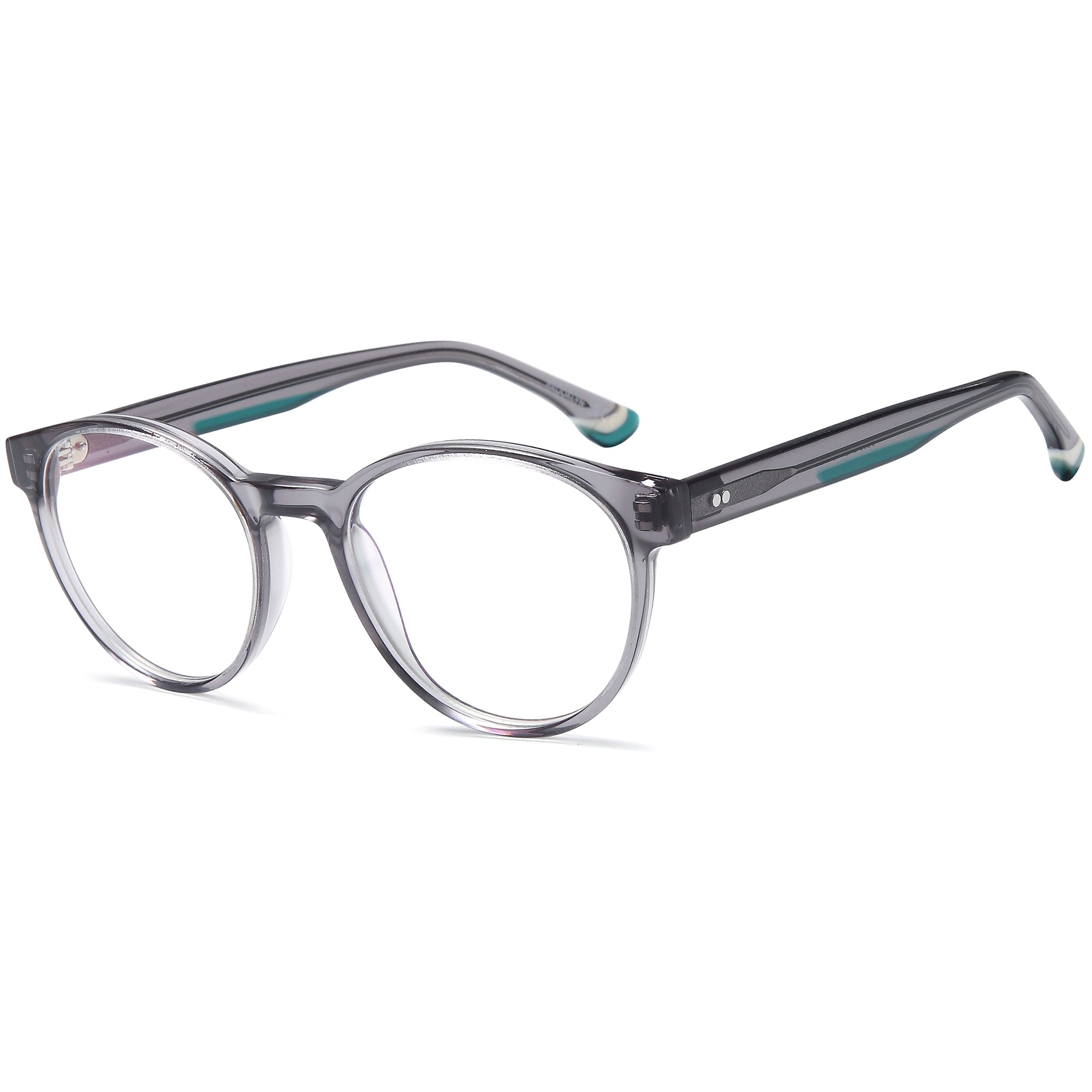 Brooklyn D265 Grey Round Plastic Glasses – Unisex Full Rim Eyewear