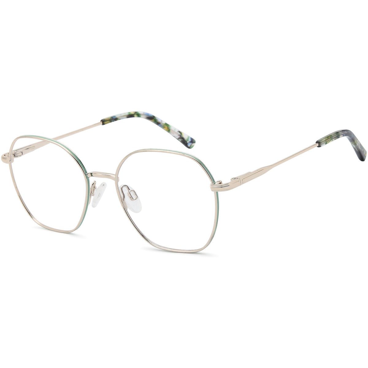 BROOKLYN D287 Green Round Metal Glasses – Unisex Full Rim Eyewear
