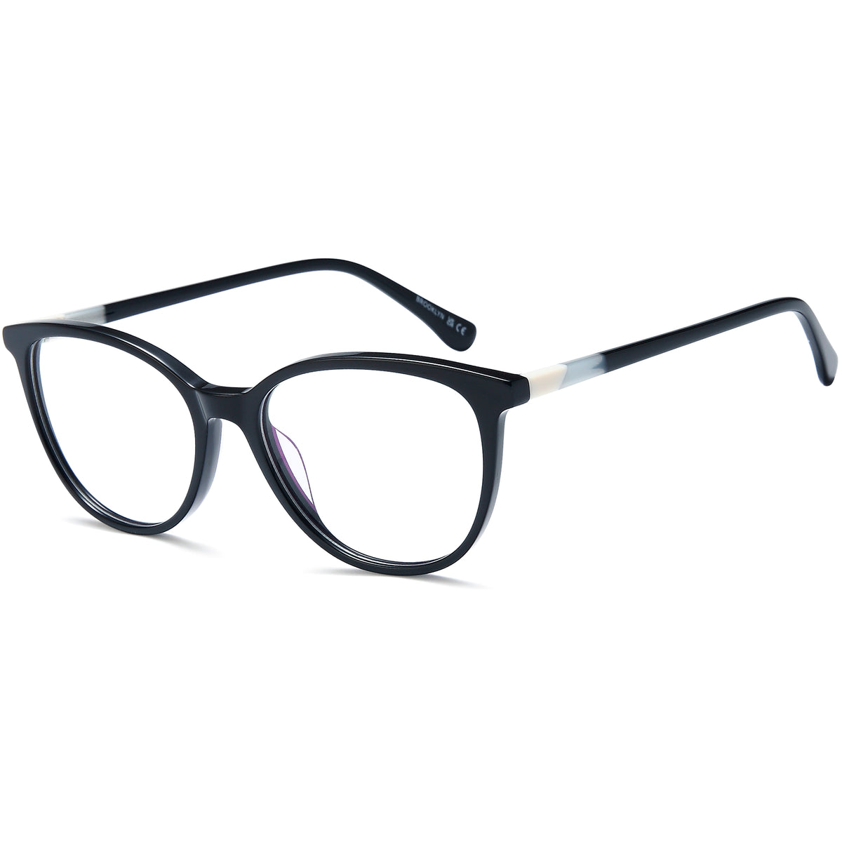 BROOKLYN D297 Black Round Plastic Glasses – Women Full Rim Eyewear