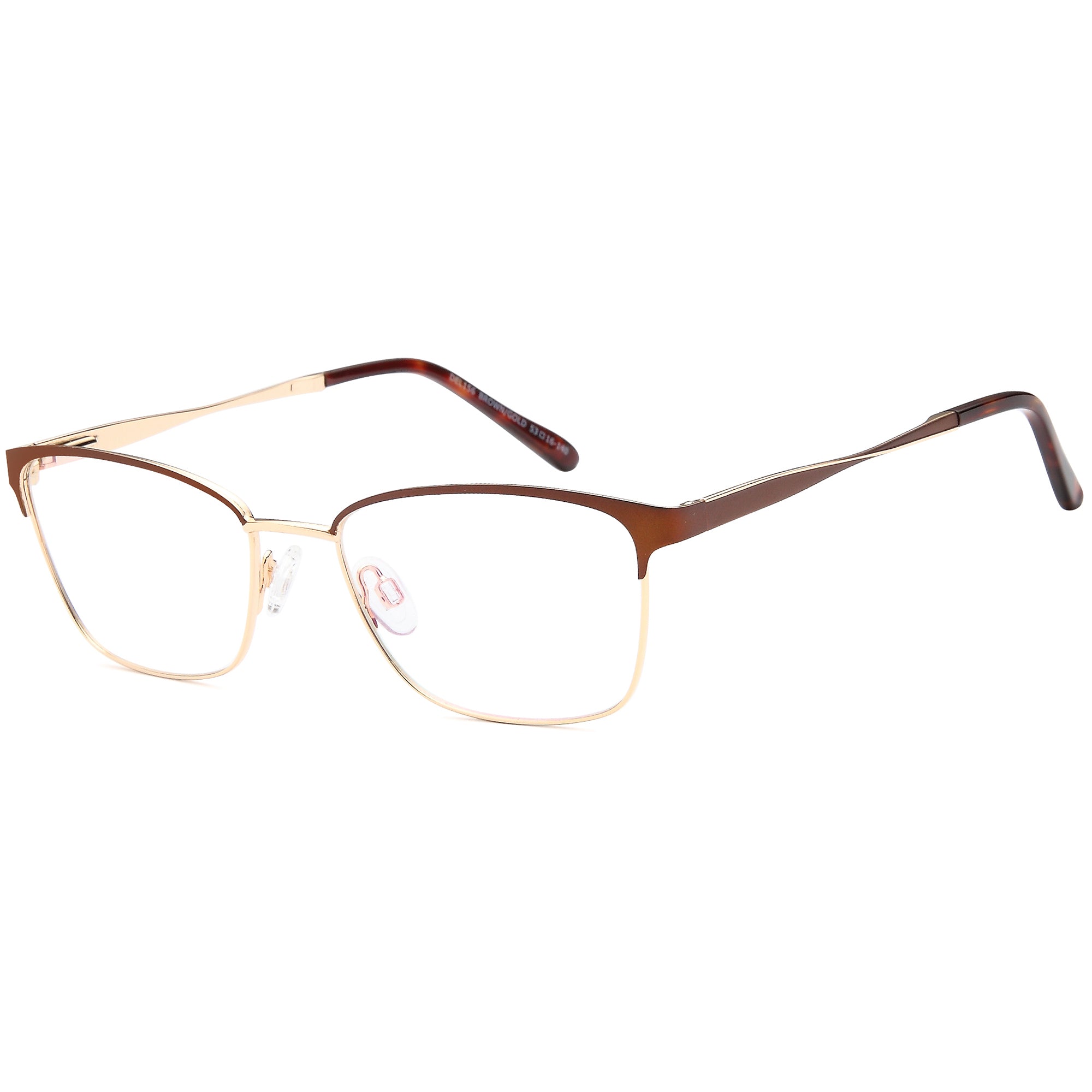 Delancy DEL156 Brown/Gold Square Metal Glasses – Women Full Rim Eyewear