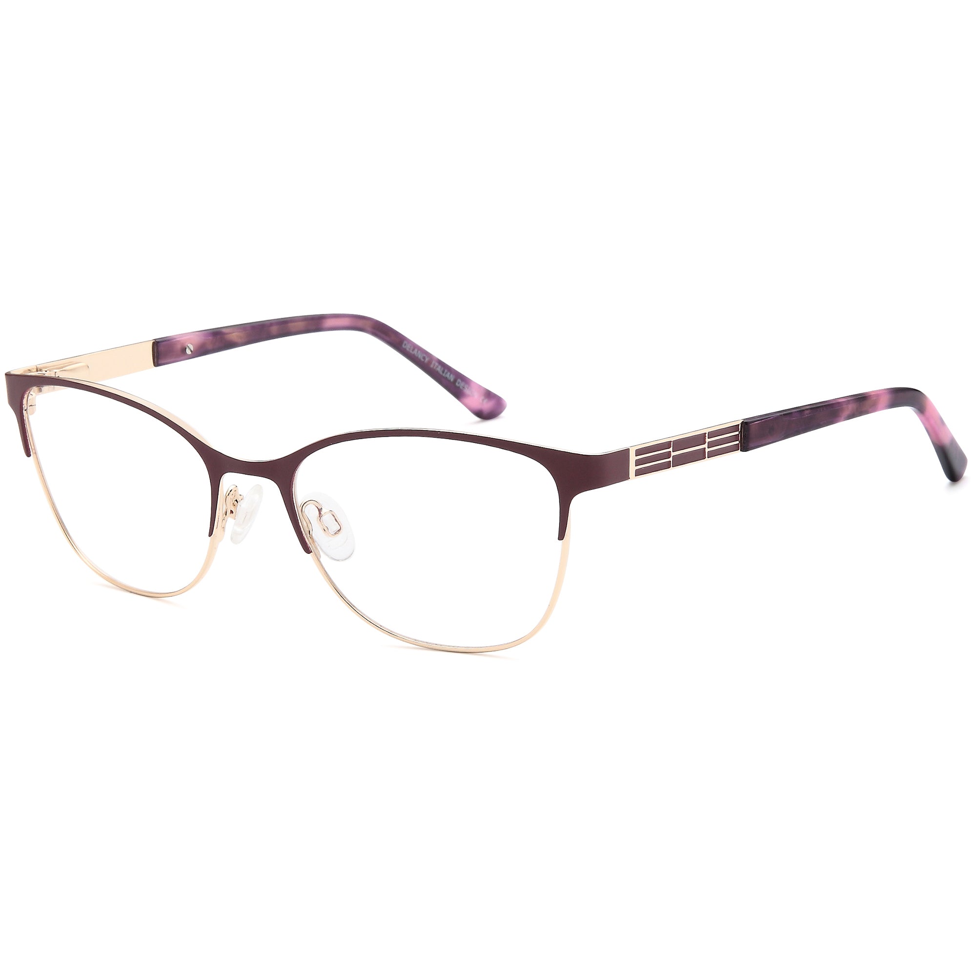 Delancy DEL157 Purple/Gold Square Metal Glasses – Women Full Rim Eyewear