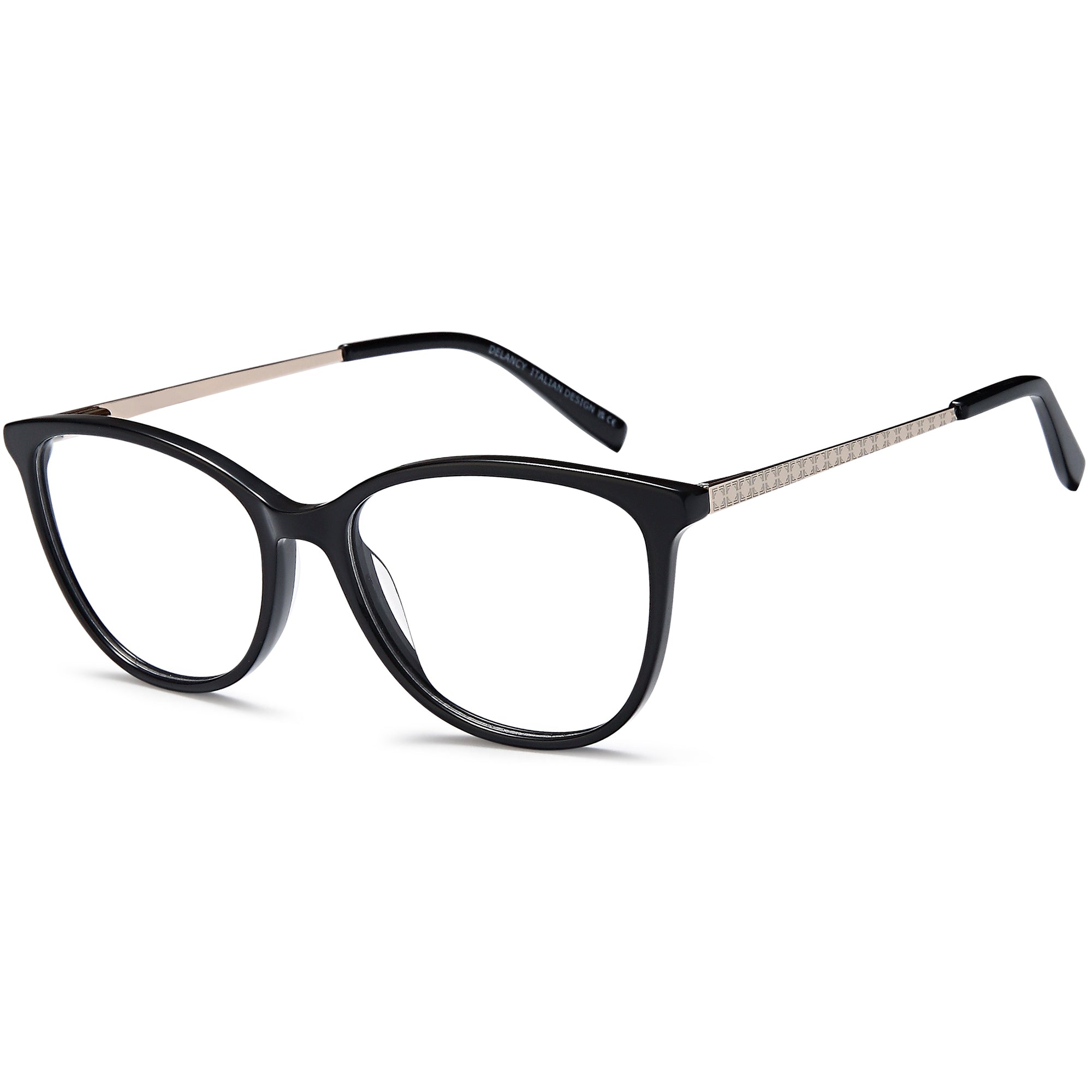 Delancy DEL180 Black Round Acetate Glasses – Women Full Rim Eyewear