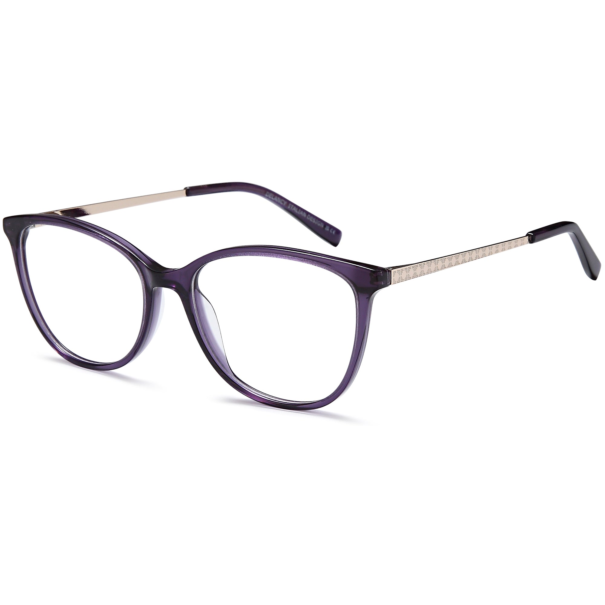Delancy DEL180 Purple Round Acetate Glasses – Women Full Rim Eyewear