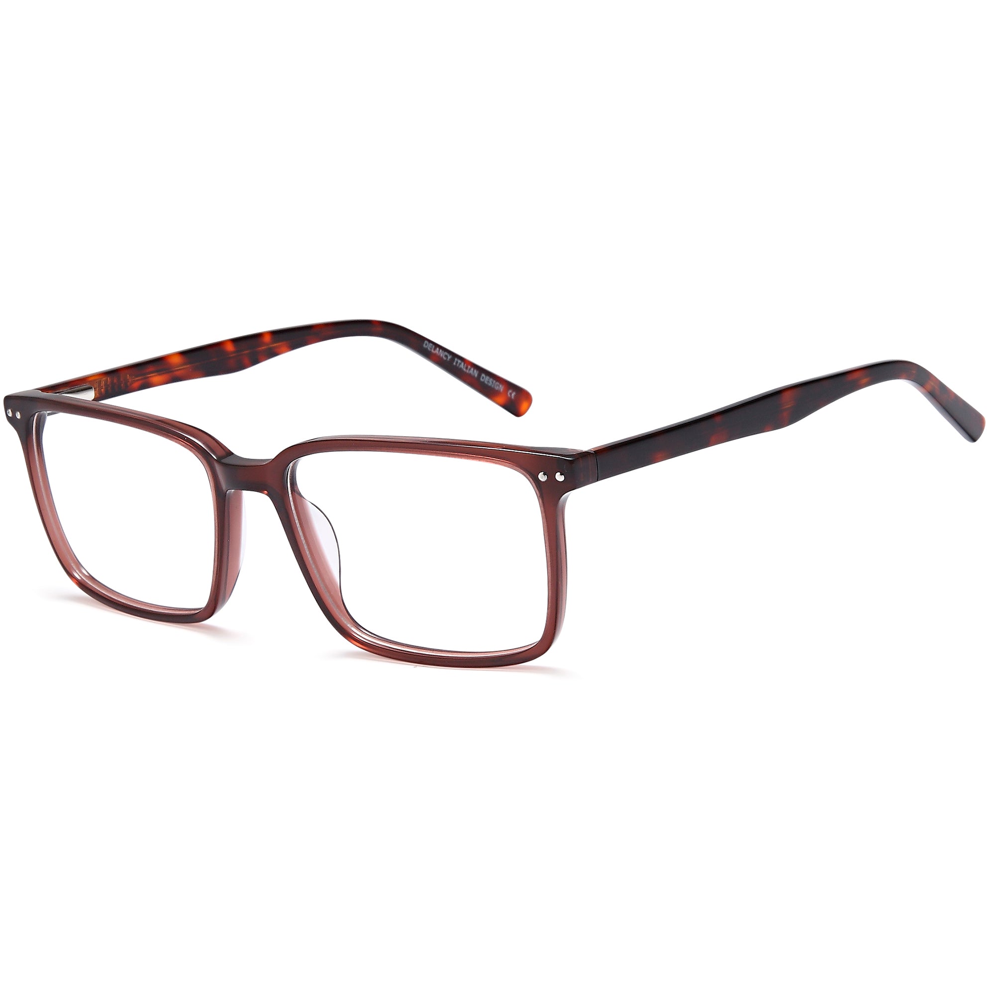 Delancy DEL183 Brown Square Plastic Glasses – Men Full Rim Eyewear