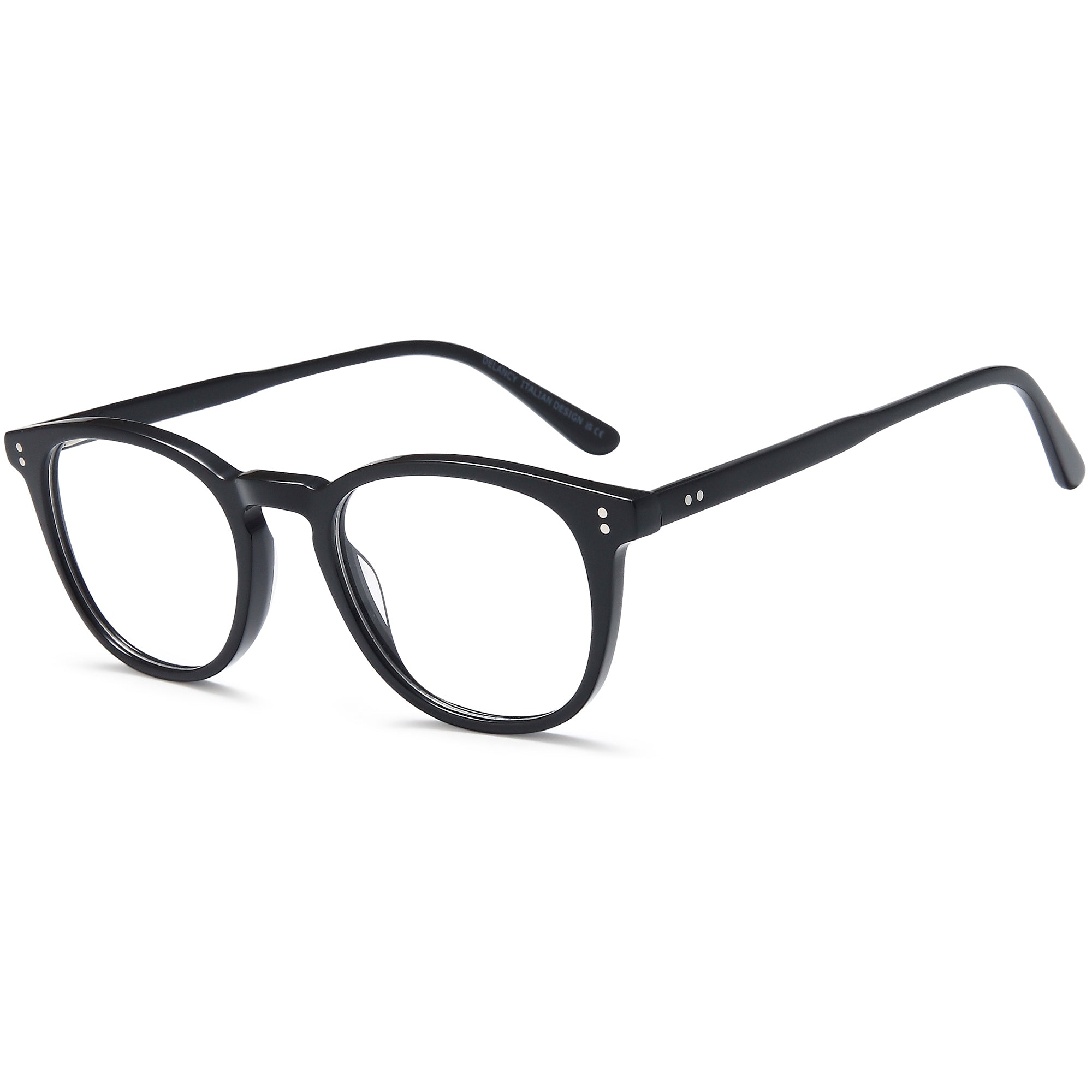 Delancy DEL189 Black Round Plastic Glasses – Men Full Rim Eyewear