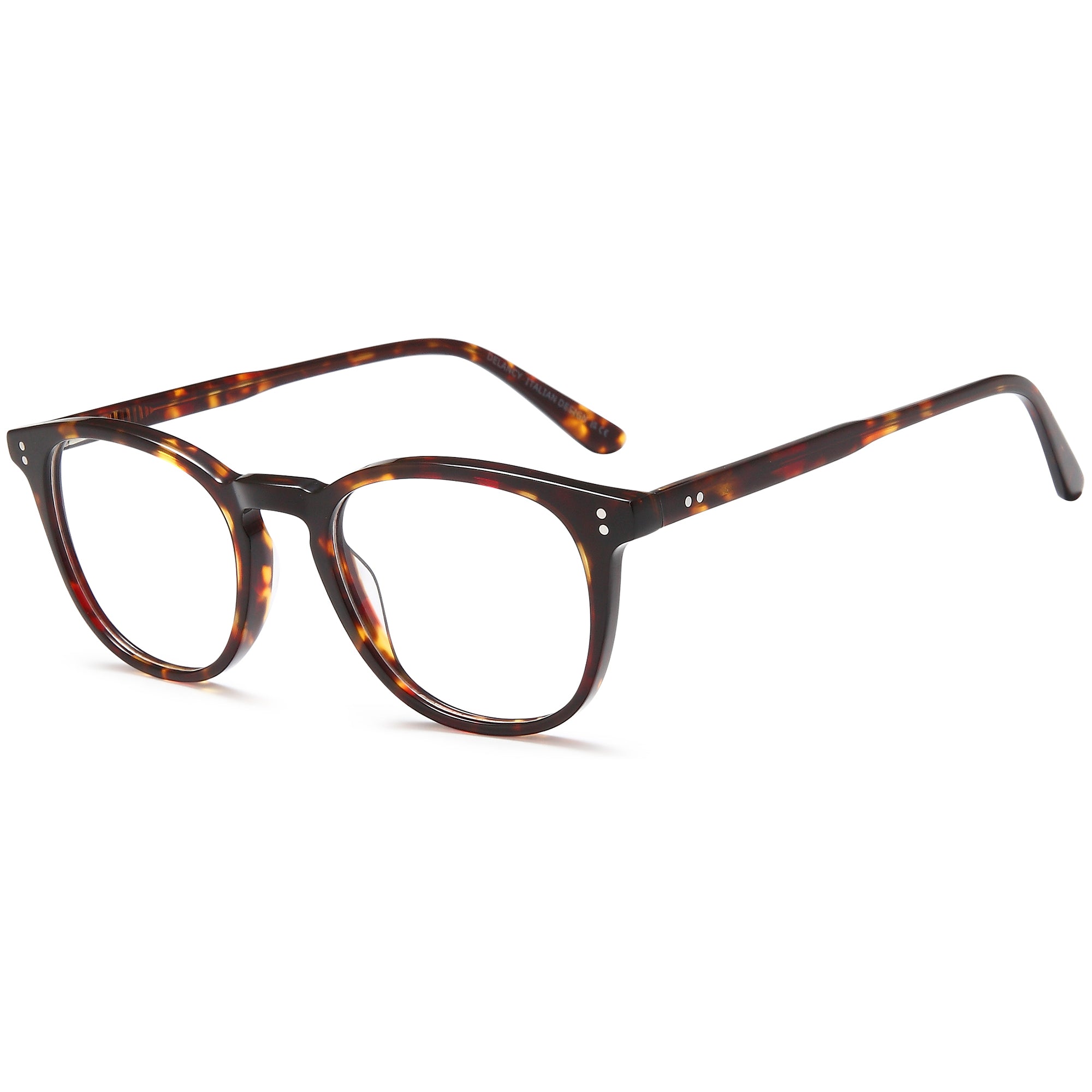 Delancy DEL189 Havana Round Plastic Glasses – Men Full Rim Eyewear