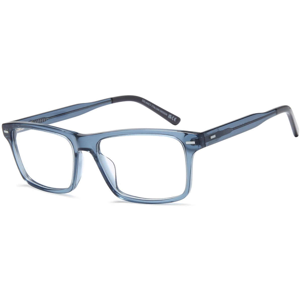 DELANCY DEL200 Blue Square Plastic Glasses – Men Full Rim Eyewear