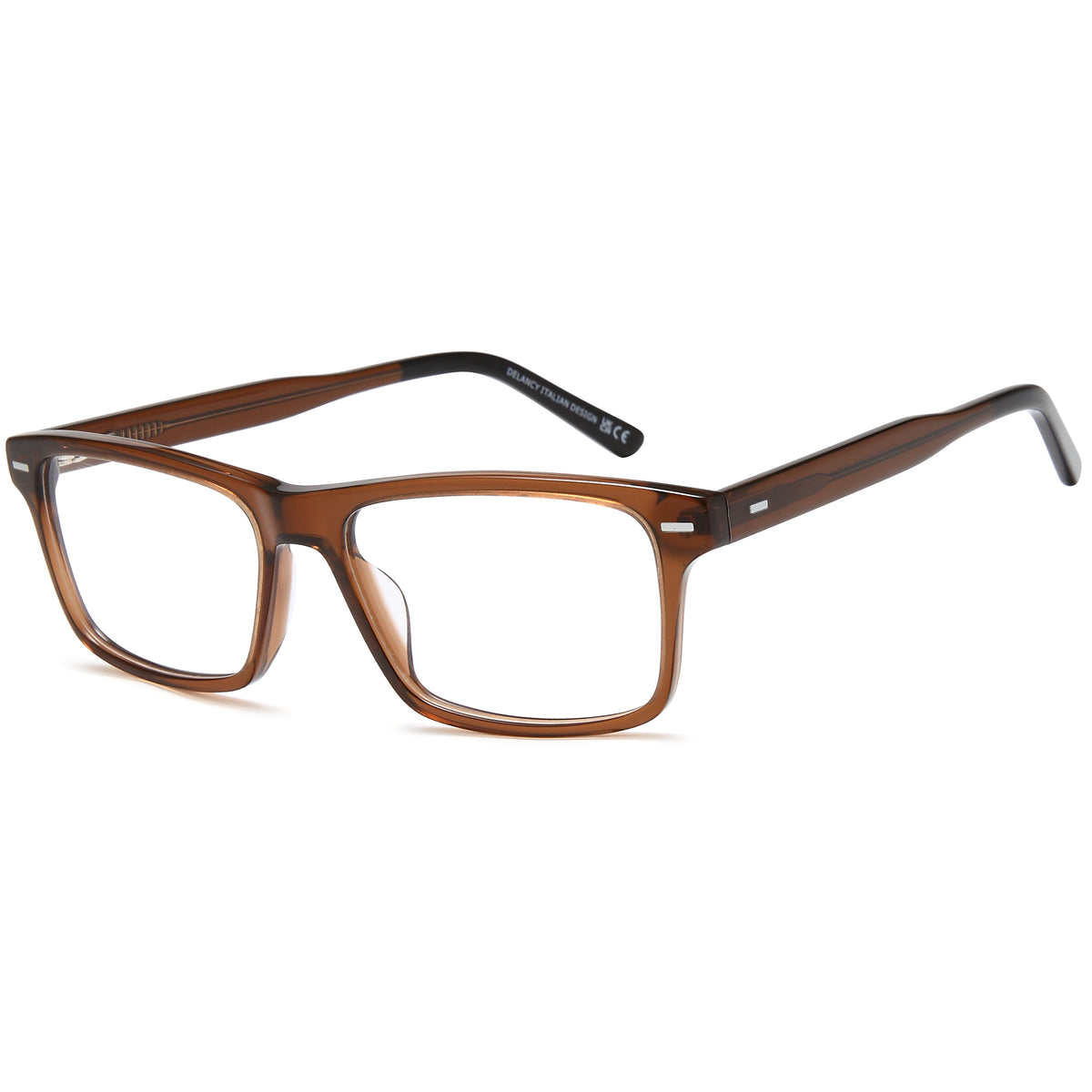 DELANCY DEL200 Brown Square Plastic Glasses – Men Full Rim Eyewear