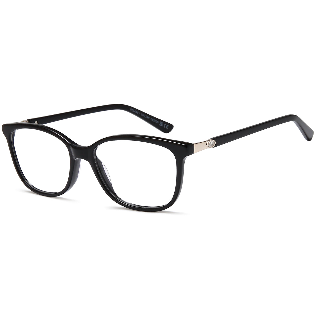 DELANCY DEL201 Black Oval Plastic Glasses – Women Full Rim Eyewear