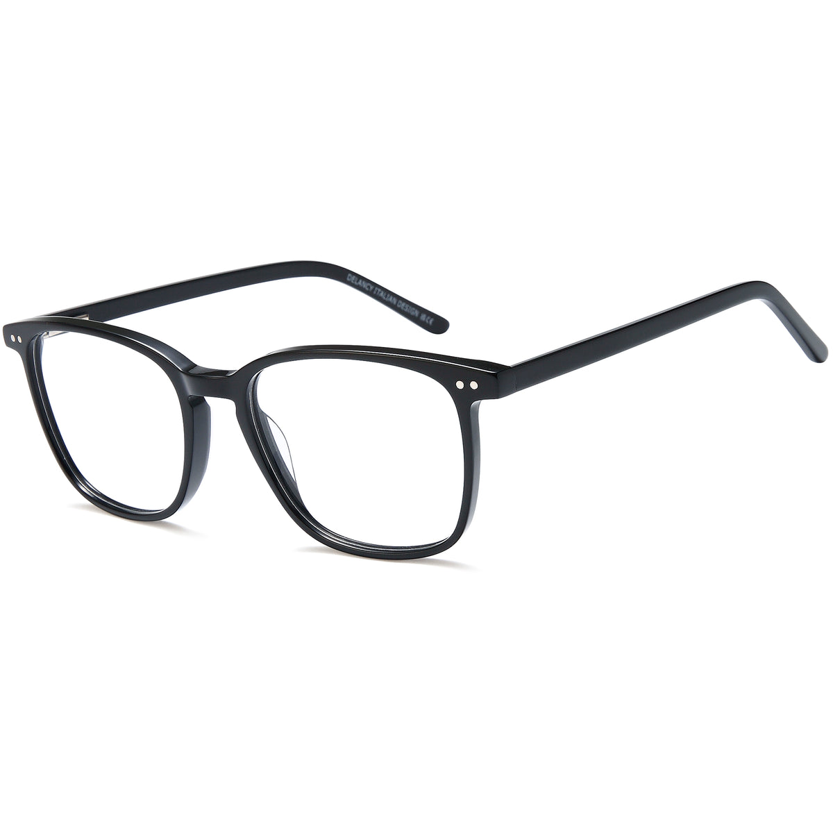 DELANCY DEL202 Black Square Plastic Glasses – Unisex Full Rim Eyewear
