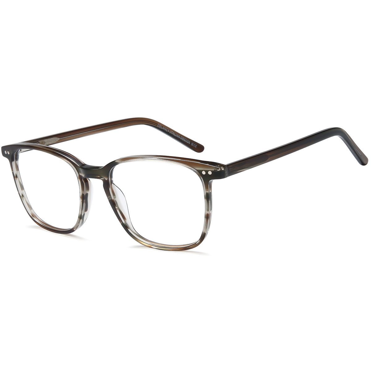 DELANCY DEL202 Brown Square Plastic Glasses – Unisex Full Rim Eyewear