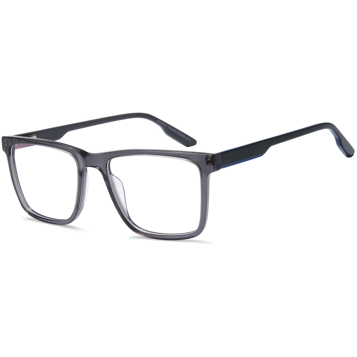 DELANCY DEL203 Grey Square Plastic Glasses – Men Full Rim Eyewear