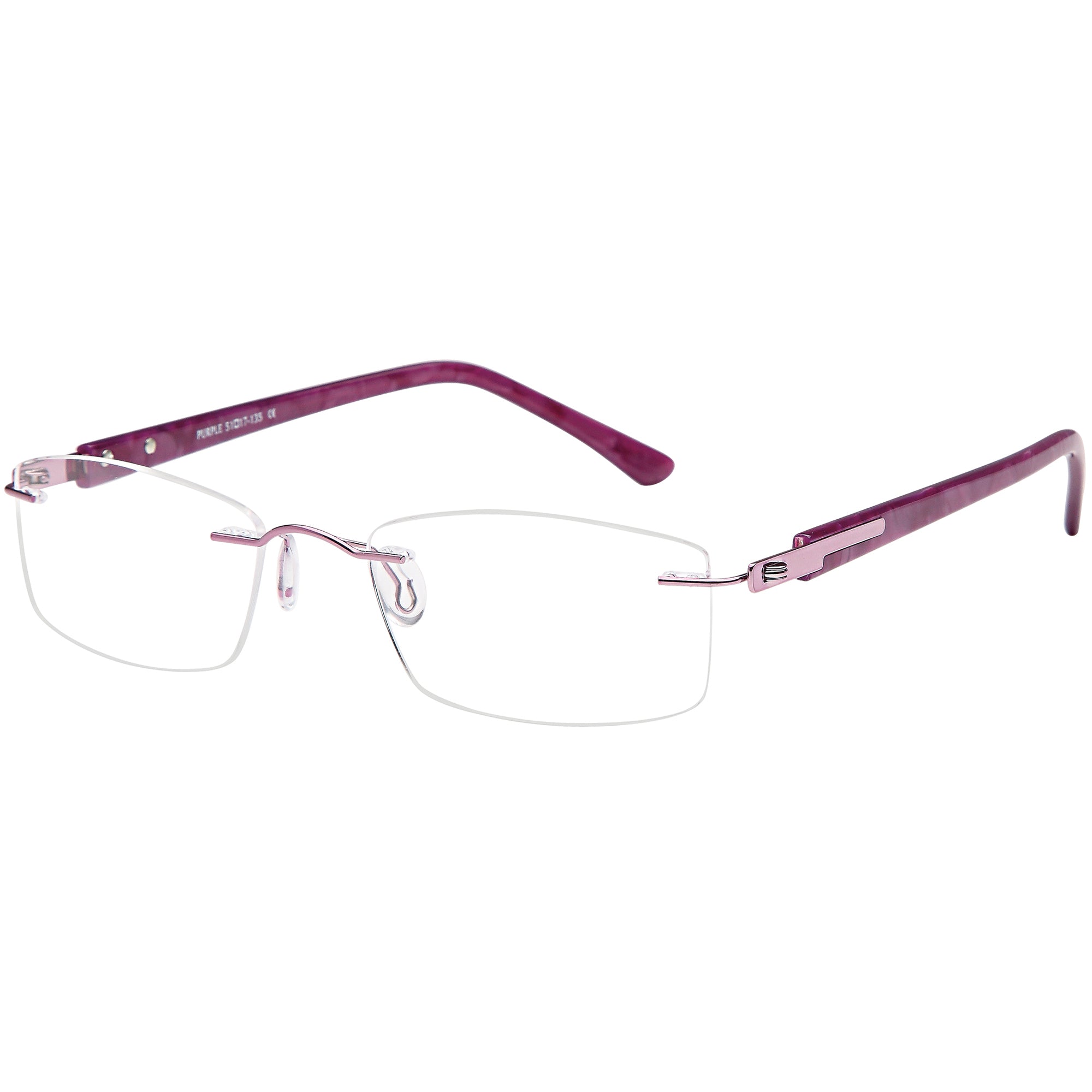 Rimless EMPORIUM7571 Purple Square Metal Glasses – Women Full Rim Eyewear