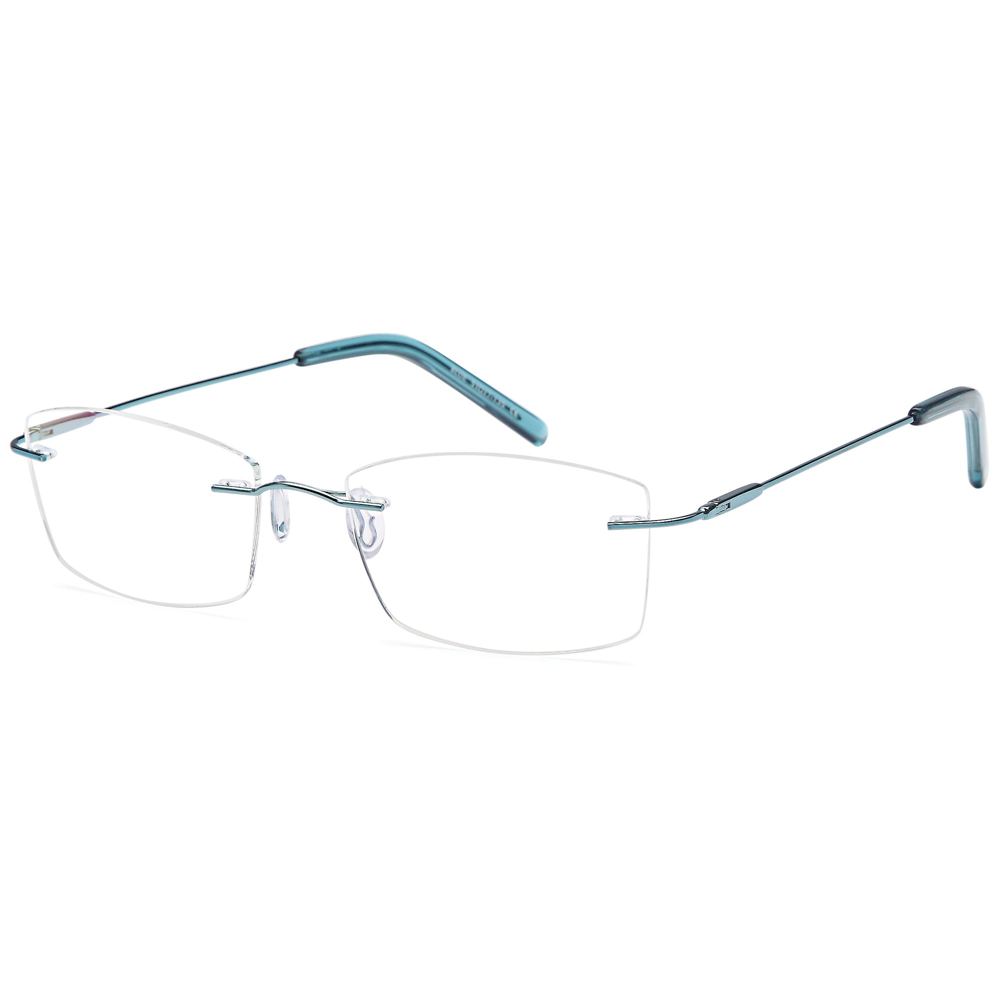Rimless EMPORIUM7581 Blue Square Metal Glasses – Women Full Rim Eyewear