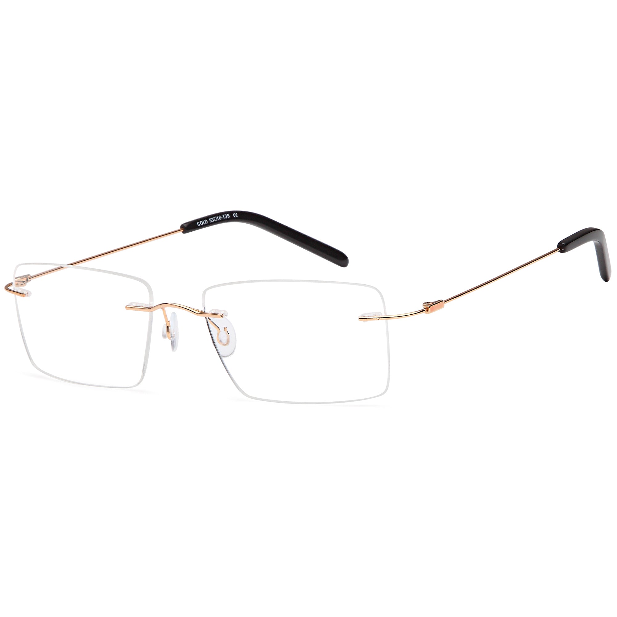 Rimless EMPORIUM7588 Gold Square Metal Glasses – Men Full Rim Eyewear