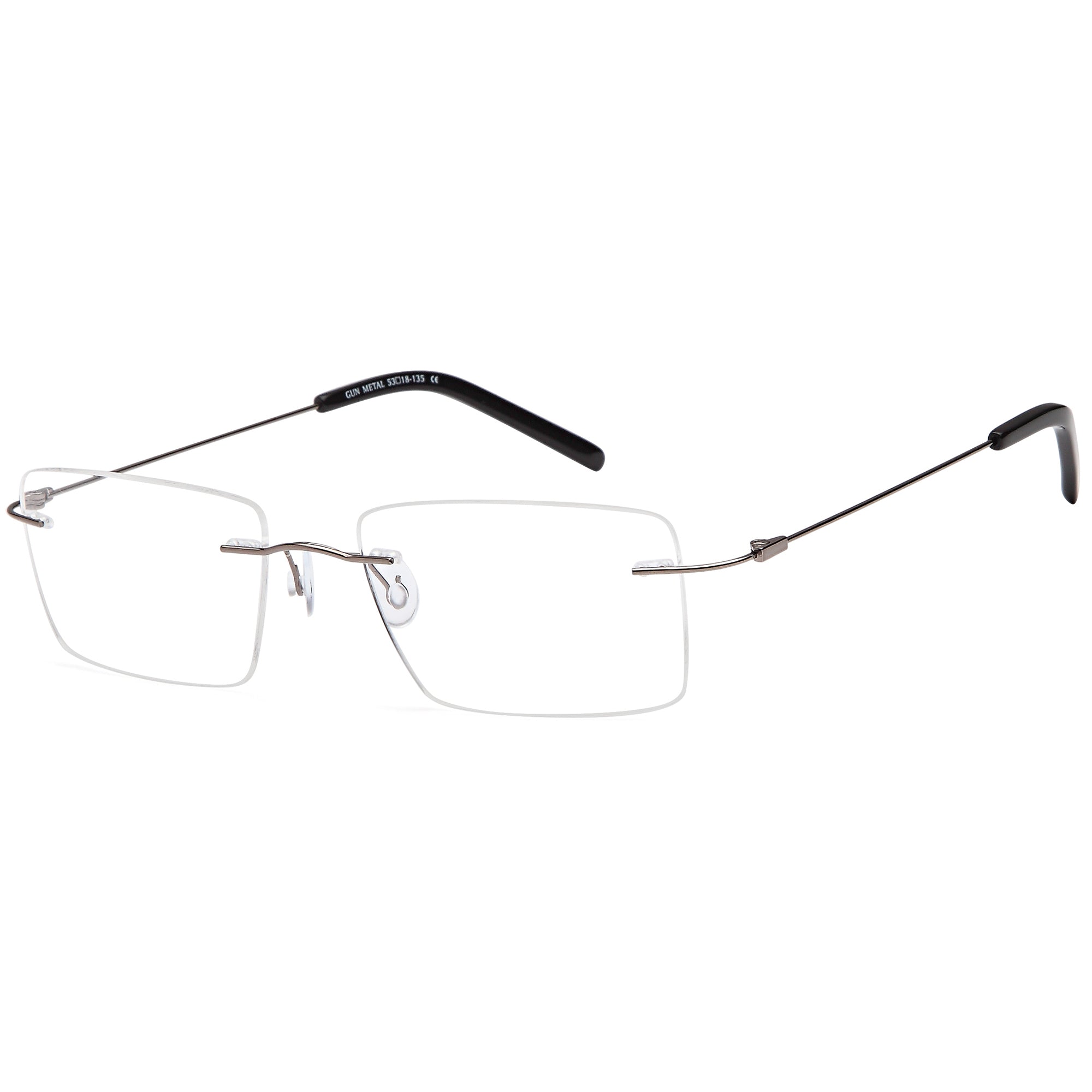 Rimless EMPORIUM7588 Gun Square Metal Glasses – Men Full Rim Eyewear