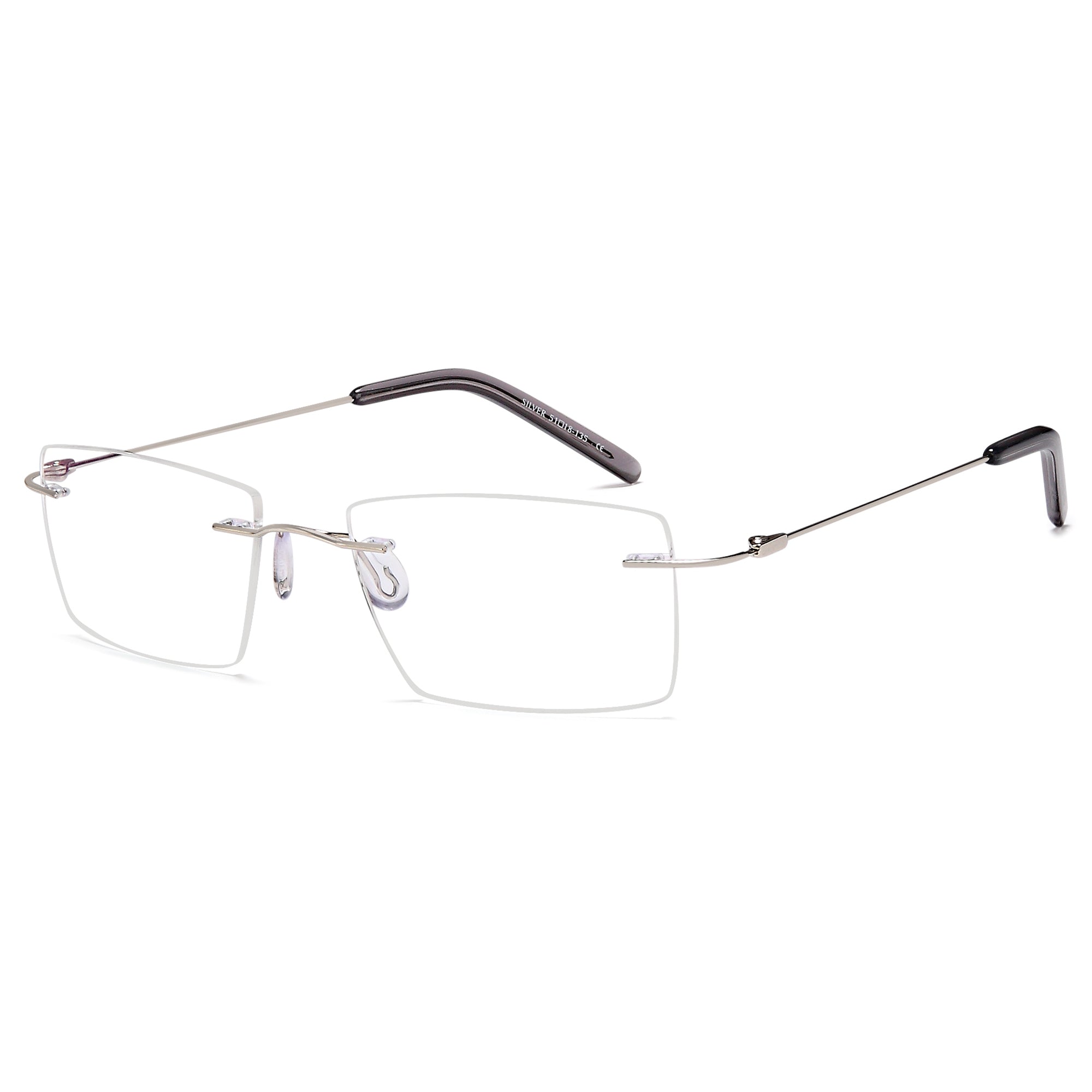 Rimless EMPORIUM7592 Silver Square Metal Glasses – Men Full Rim Eyewear