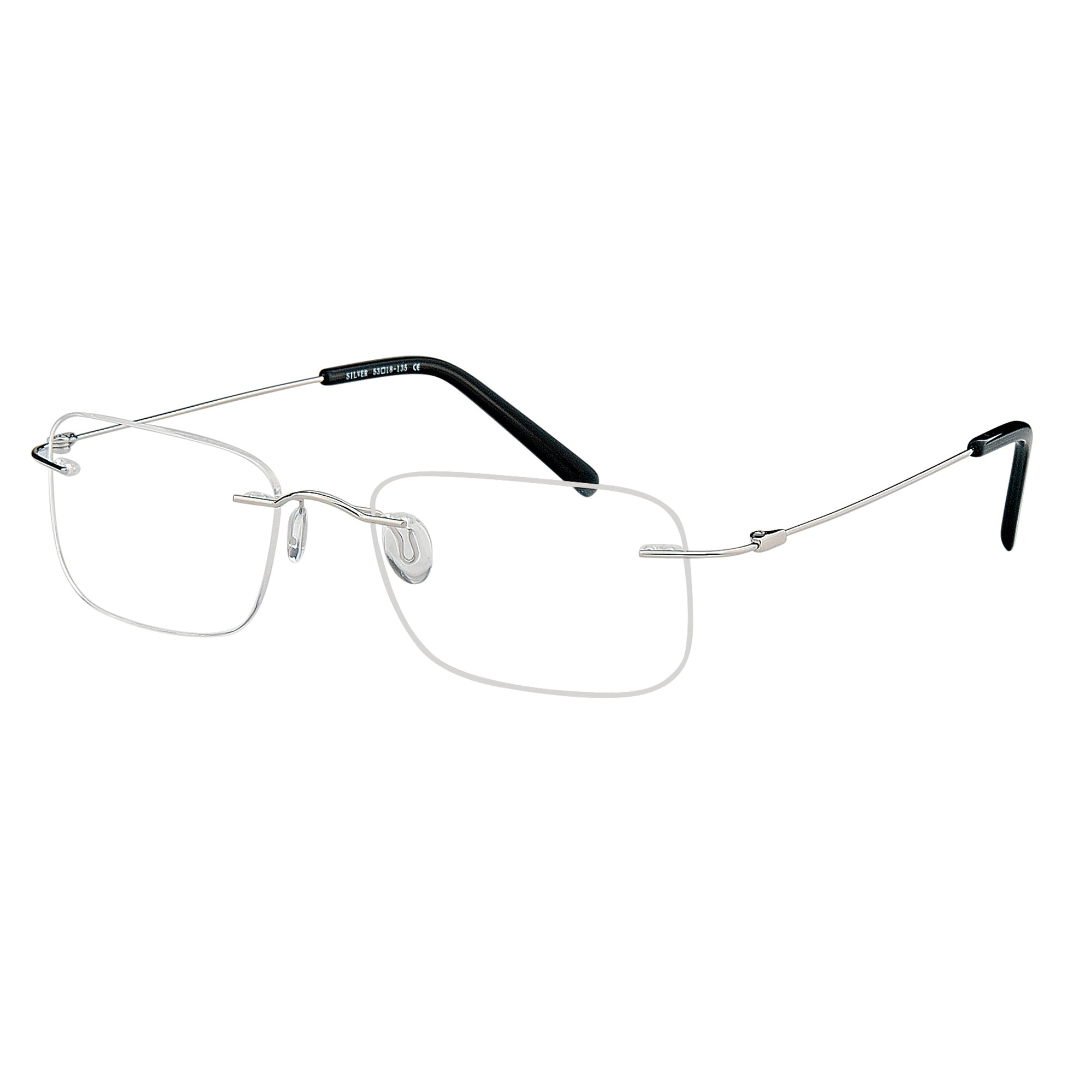Rimless MAGIC Black Square Metal Glasses – Men Full Rim Eyewear