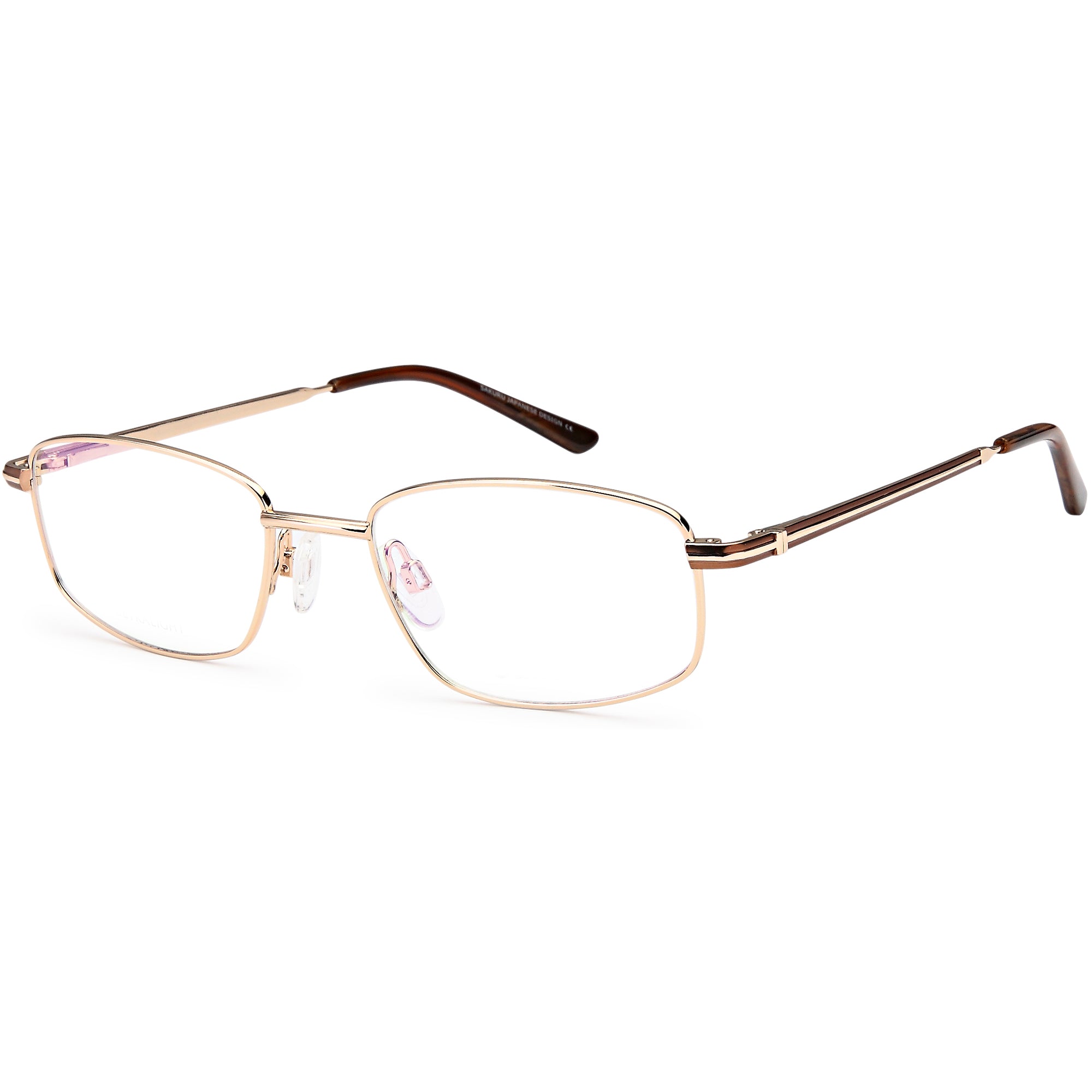 Sakuru SAK1011T Gold/Brown Square Titanium Glasses – Men Full Rim Eyewear