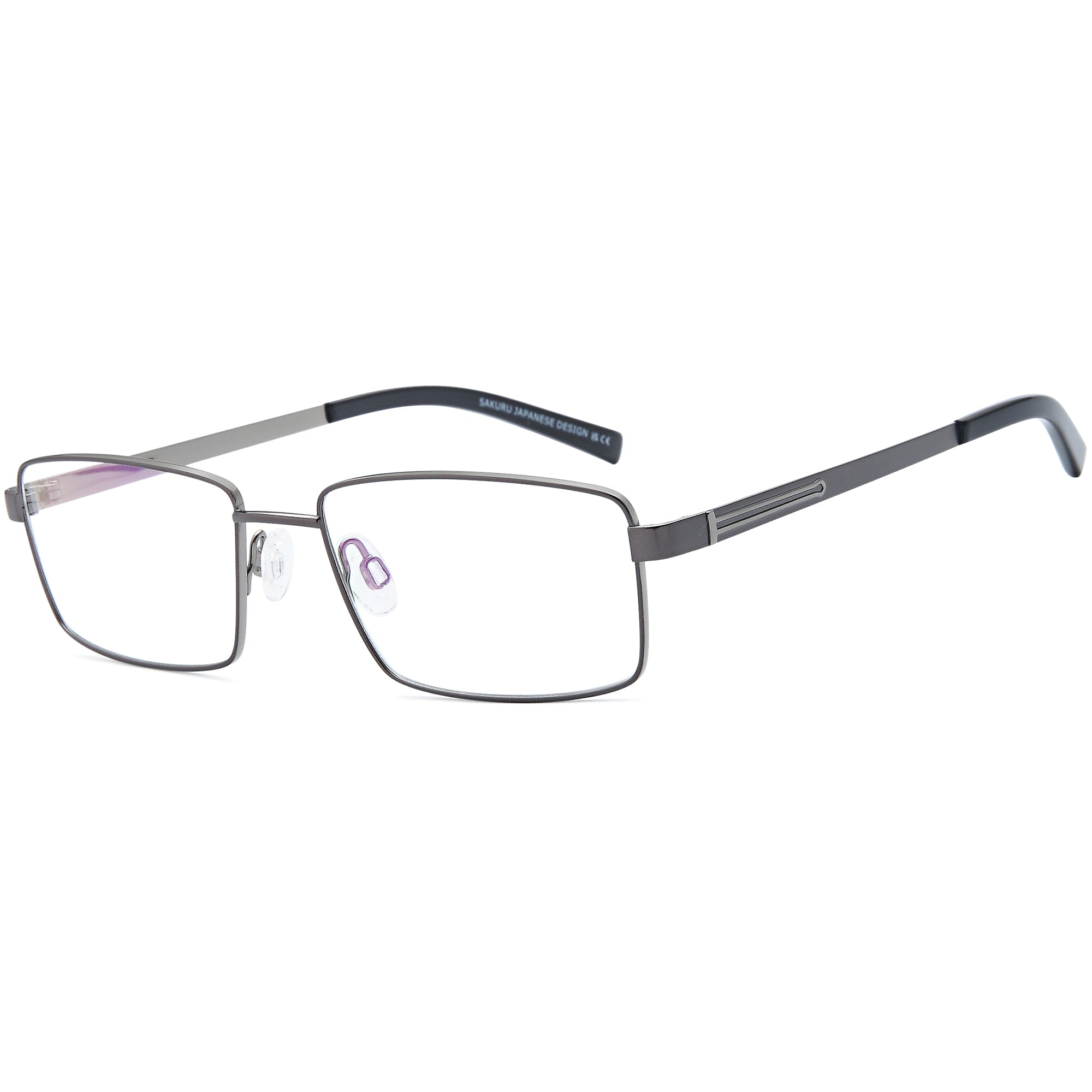 Sakuru SAK1019T Gun Square Titanium Glasses – Men Full Rim Eyewear