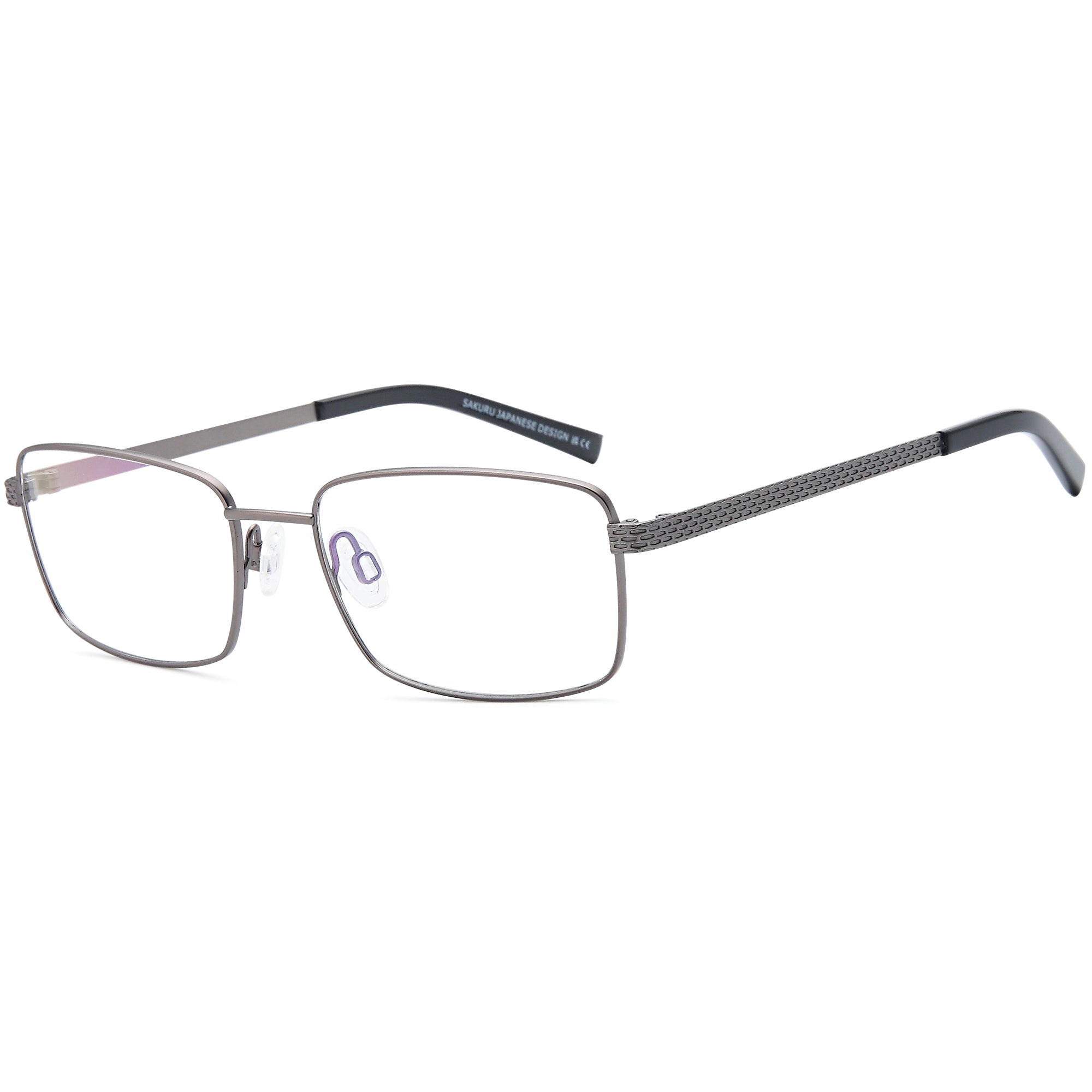 Sakuru SAK1020T Gun Square Titanium Glasses – Men Full Rim Eyewear