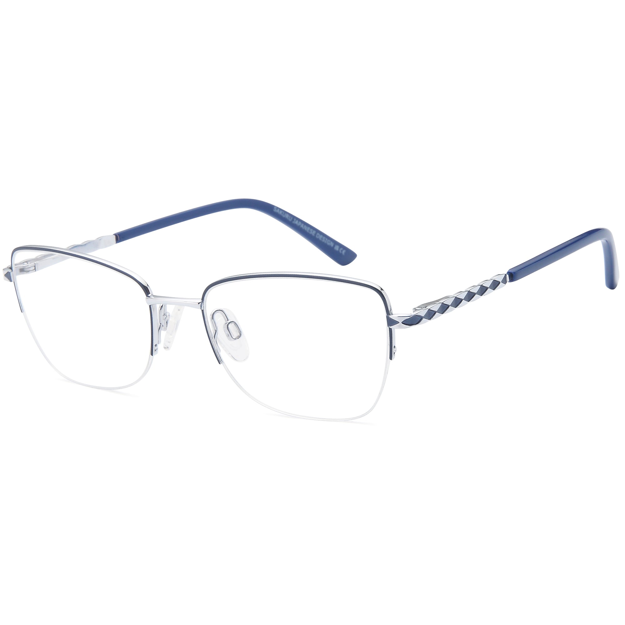 Sakuru SAK1023T Blue Square Titanium Glasses – Women Full Rim Eyewear