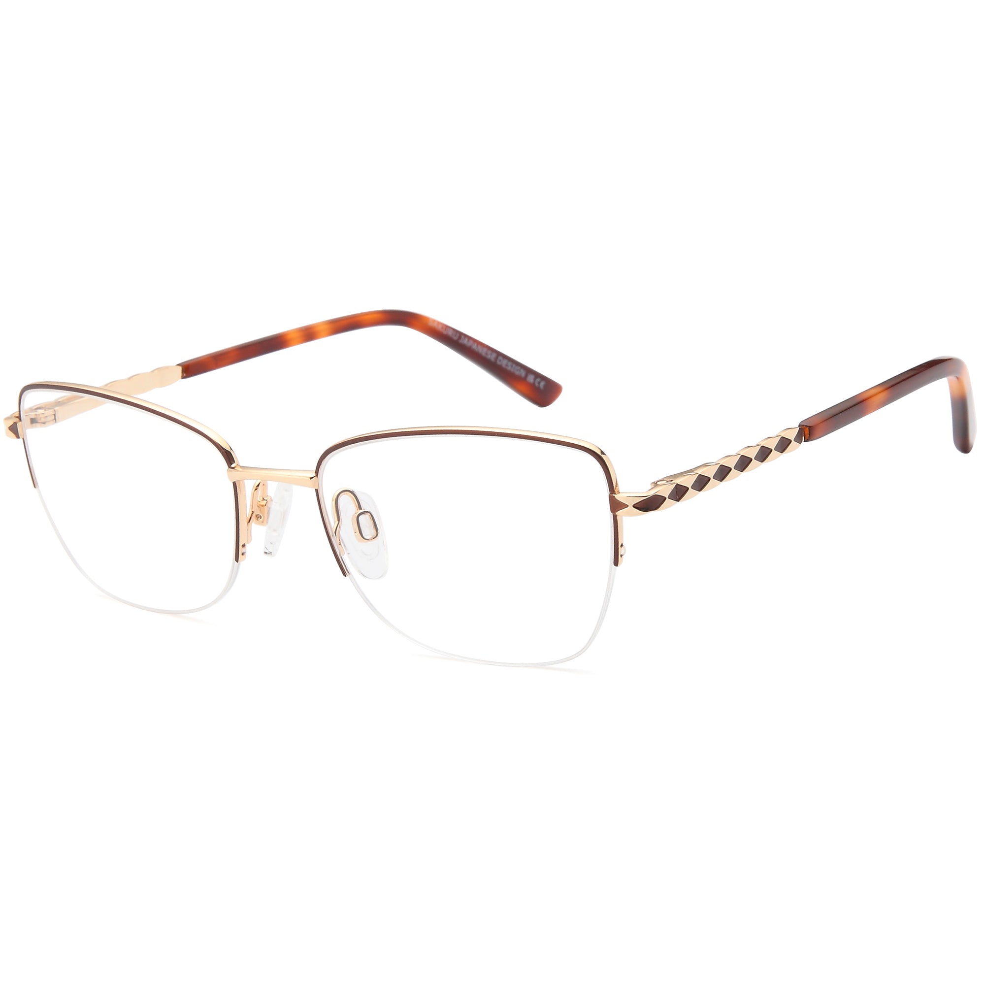 Sakuru SAK1023T Brown Square Titanium Glasses – Women Full Rim Eyewear