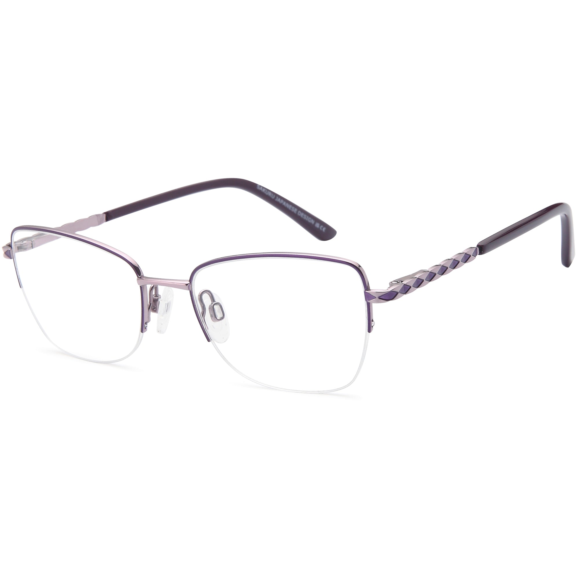 Sakuru SAK1023T Purple Square Titanium Glasses – Women Full Rim Eyewear