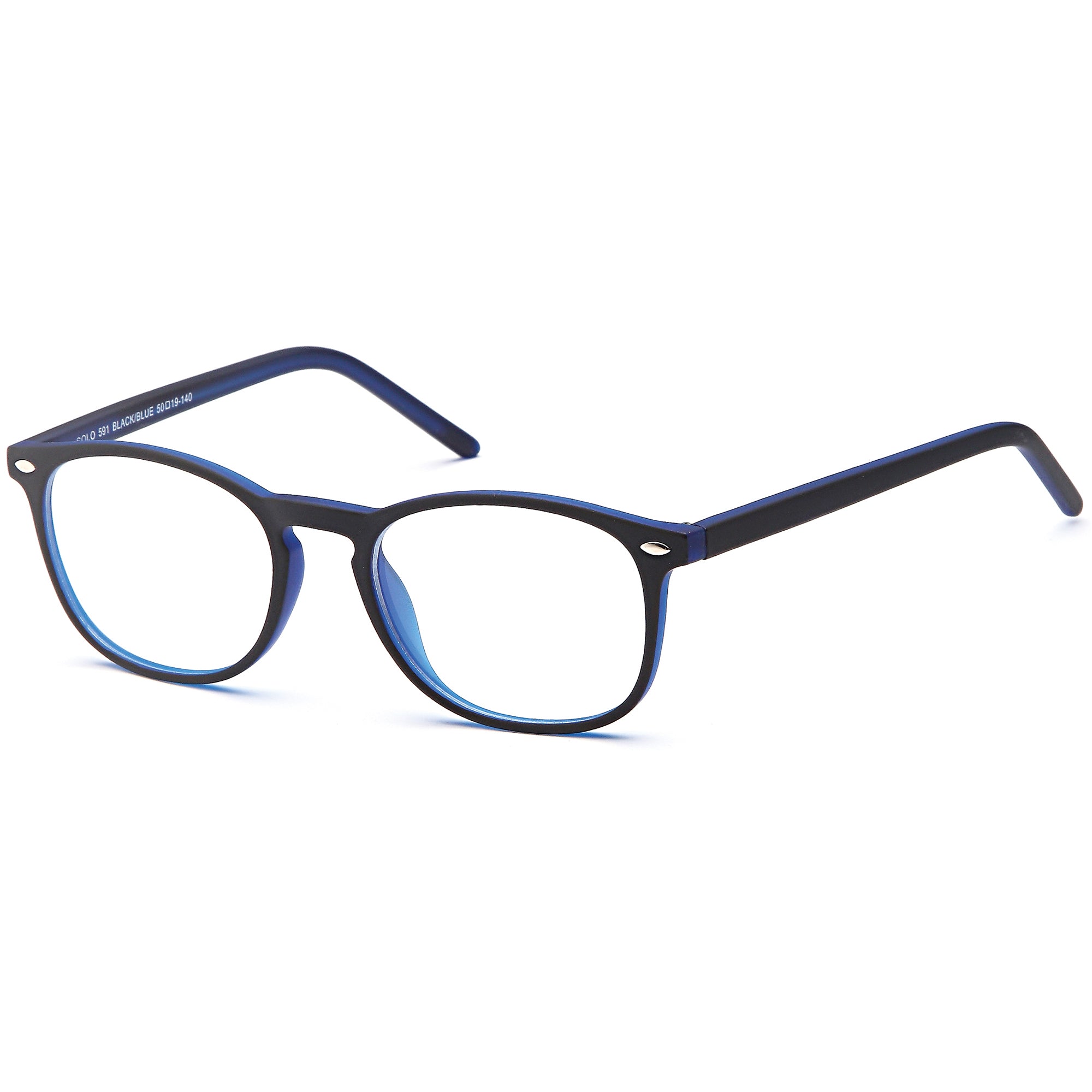 Solo SOLO 591 Black/Blue Plastic Glasses – Unisex Full Rim Eyewear