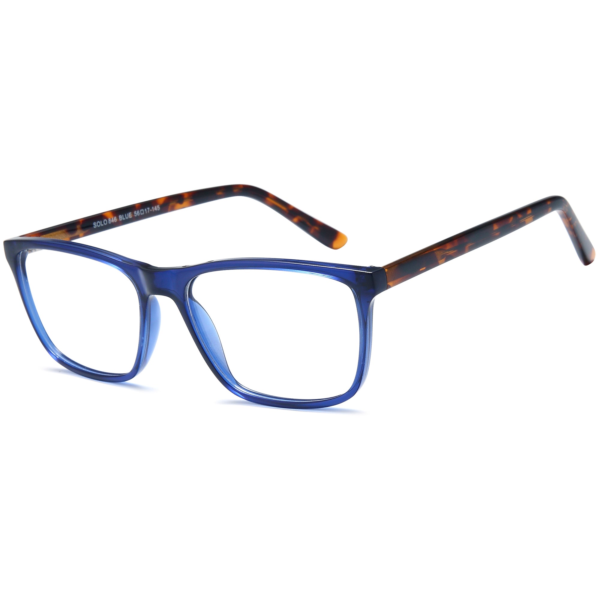 Solo SOLO 846 Blue Plastic Glasses – Men Full Rim Eyewear