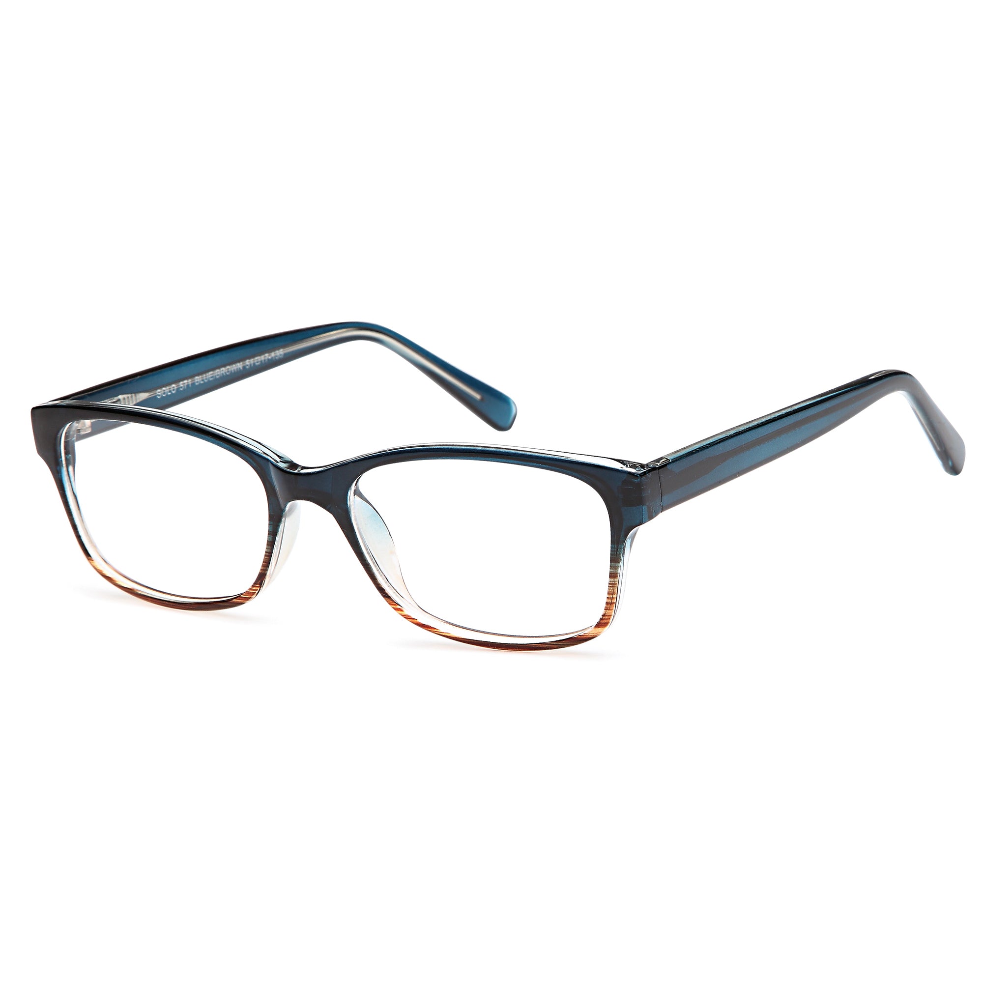 Solo SOLO 571 Blue/Brown Plastic Glasses – Women Full Rim Eyewear