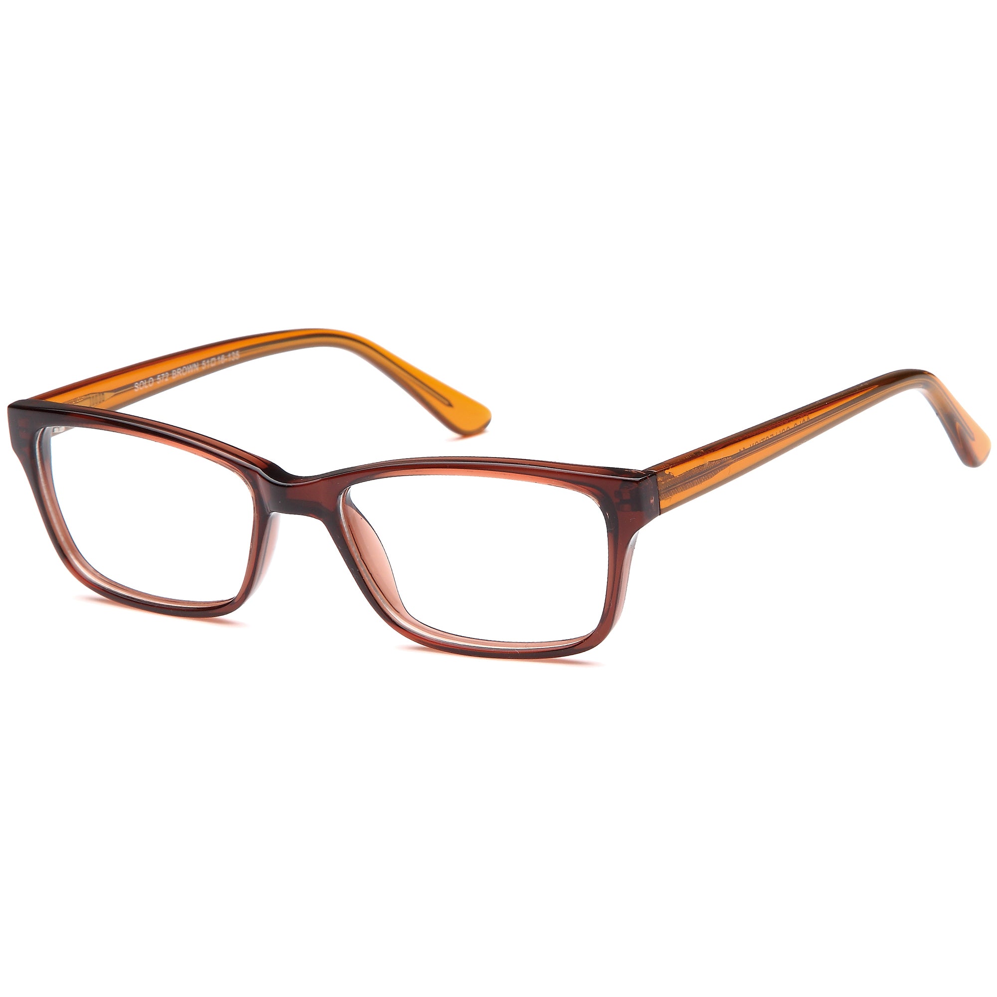 Solo SOLO 572 Brown Plastic Glasses – Unisex Full Rim Eyewear