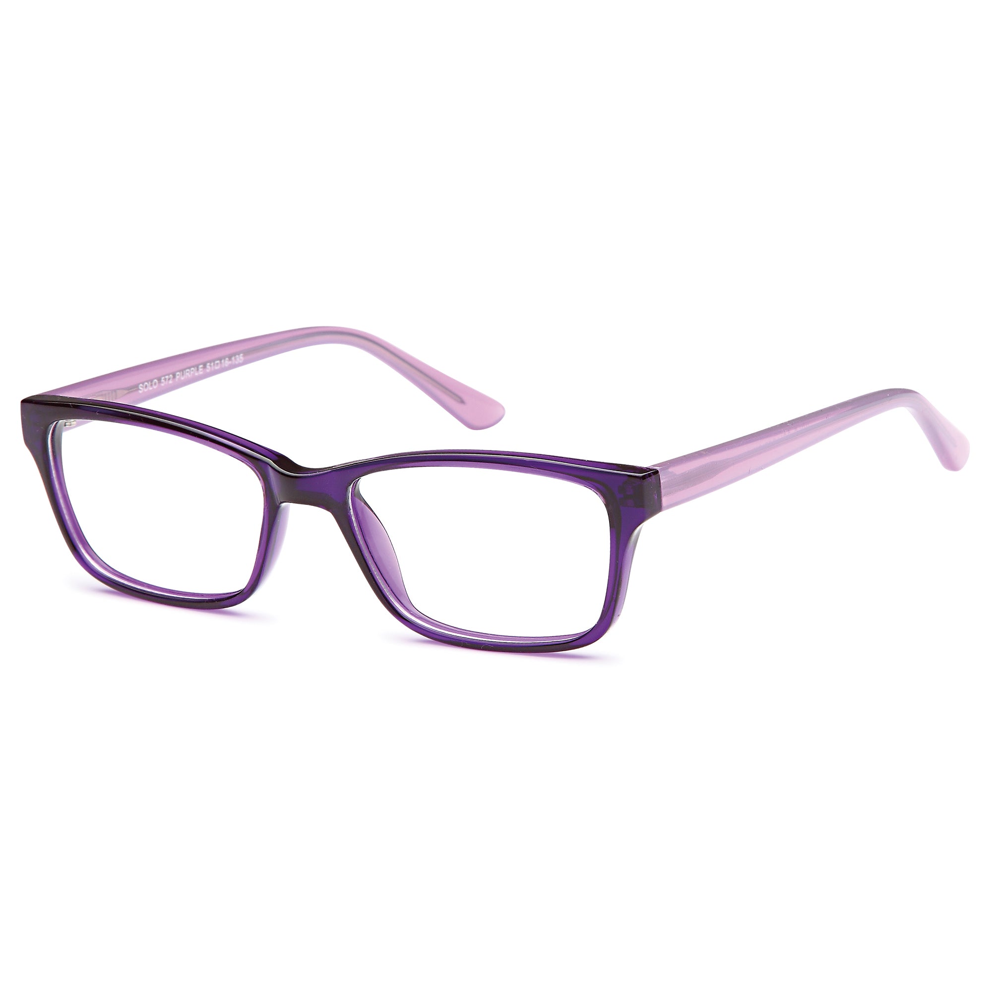 Solo SOLO 572 Purple Plastic Glasses – Unisex Full Rim Eyewear