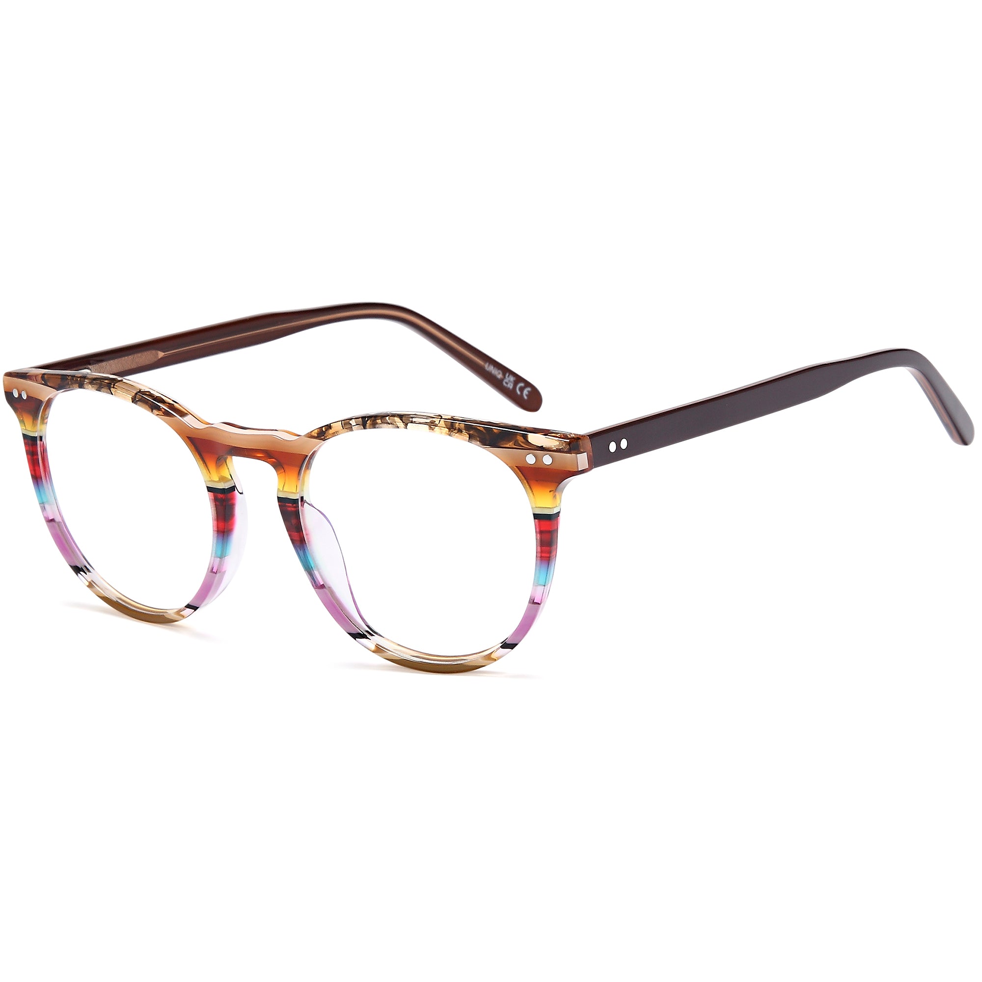 Uniq UN7106 Brown Round Plastic Glasses – Unisex Full Rim Eyewear
